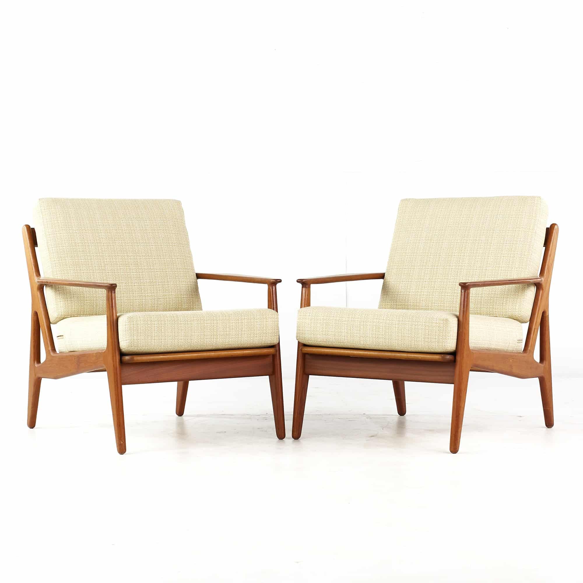Arne Vodder for Glostrup Mid Century Danish Teak Lounge Chairs - Pair