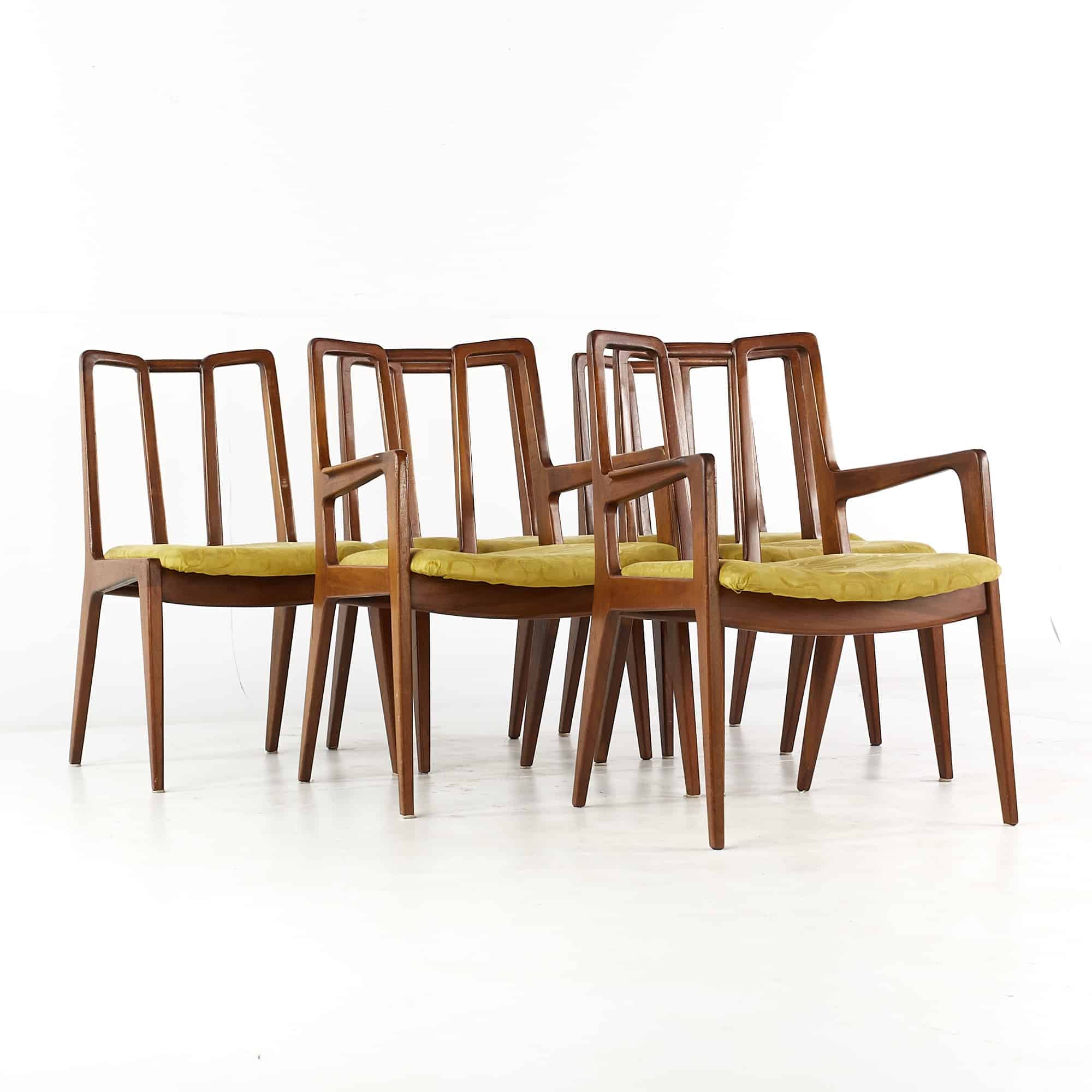 Mount Airy Janus Mid Century Walnut Dining Chairs - Set of 6