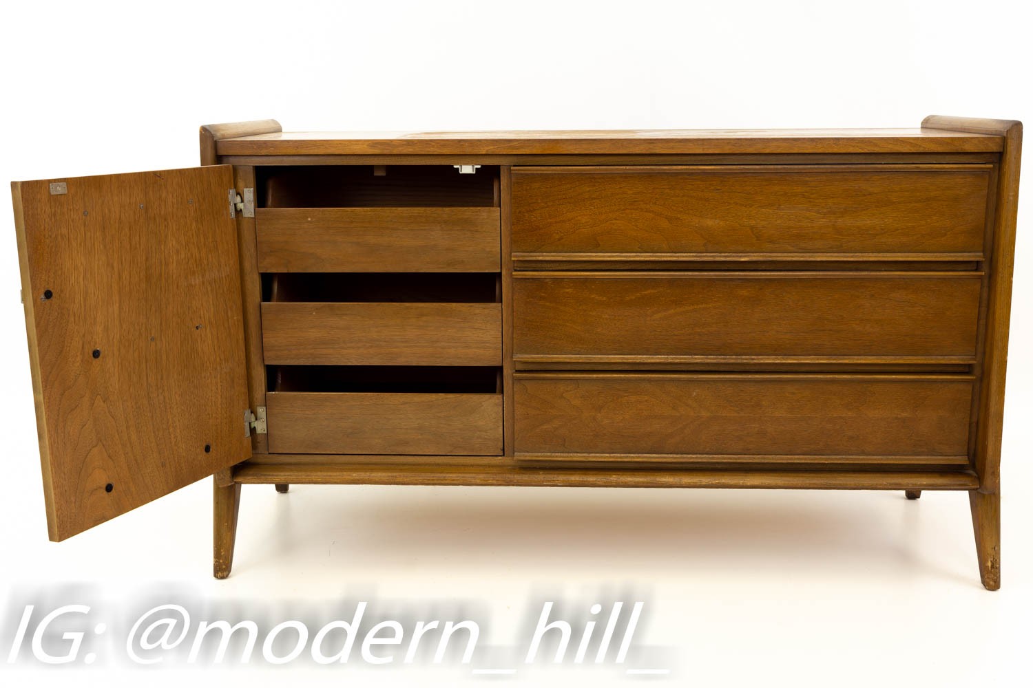United Walnut Mid Century Modern Lowboy Dresser