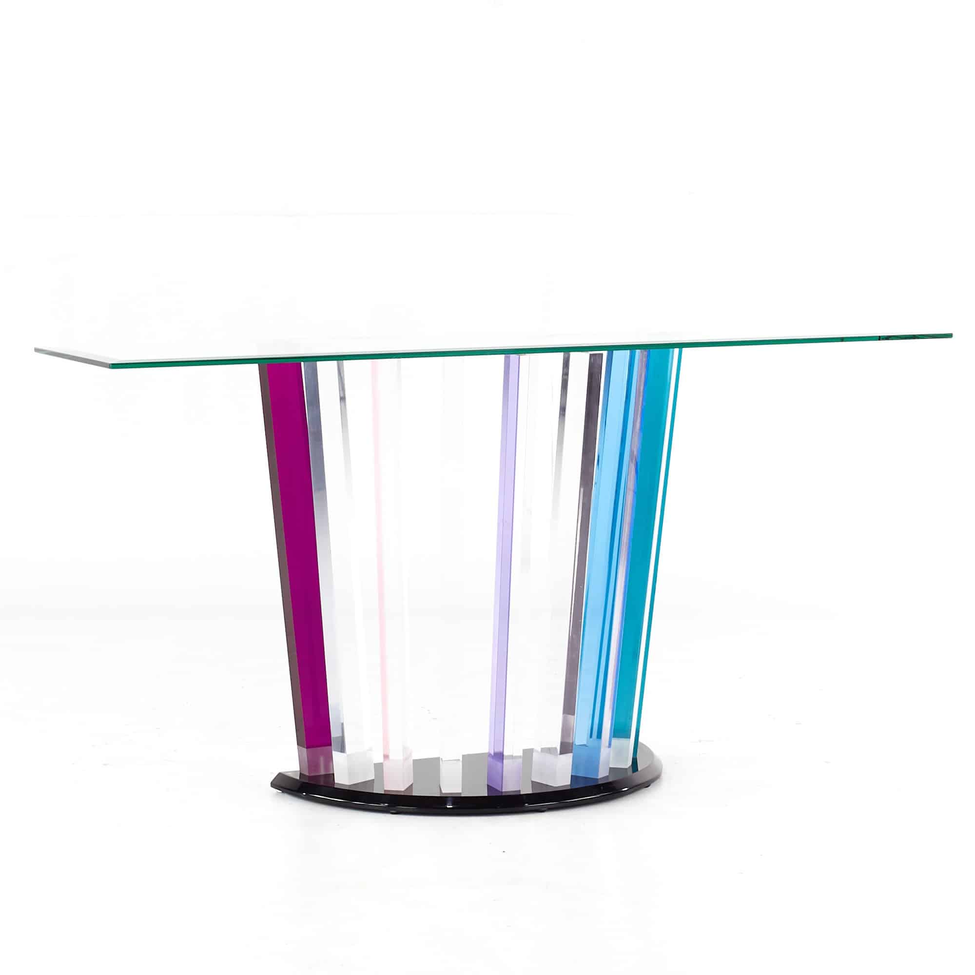 Shlomi Haziza Colored Lucite Glass Top Console Table