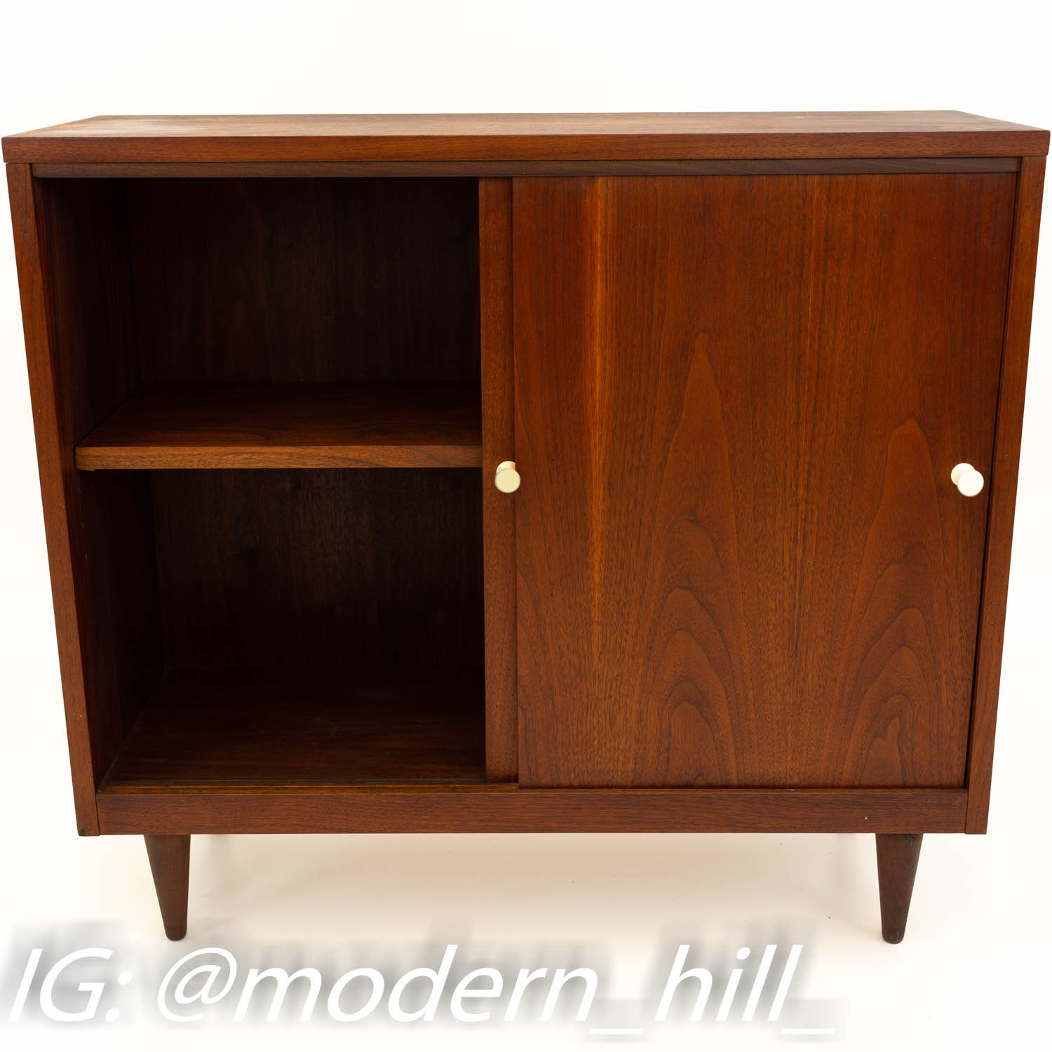 Crescent Furniture Mid Century Walnut Console Media Cabinet
