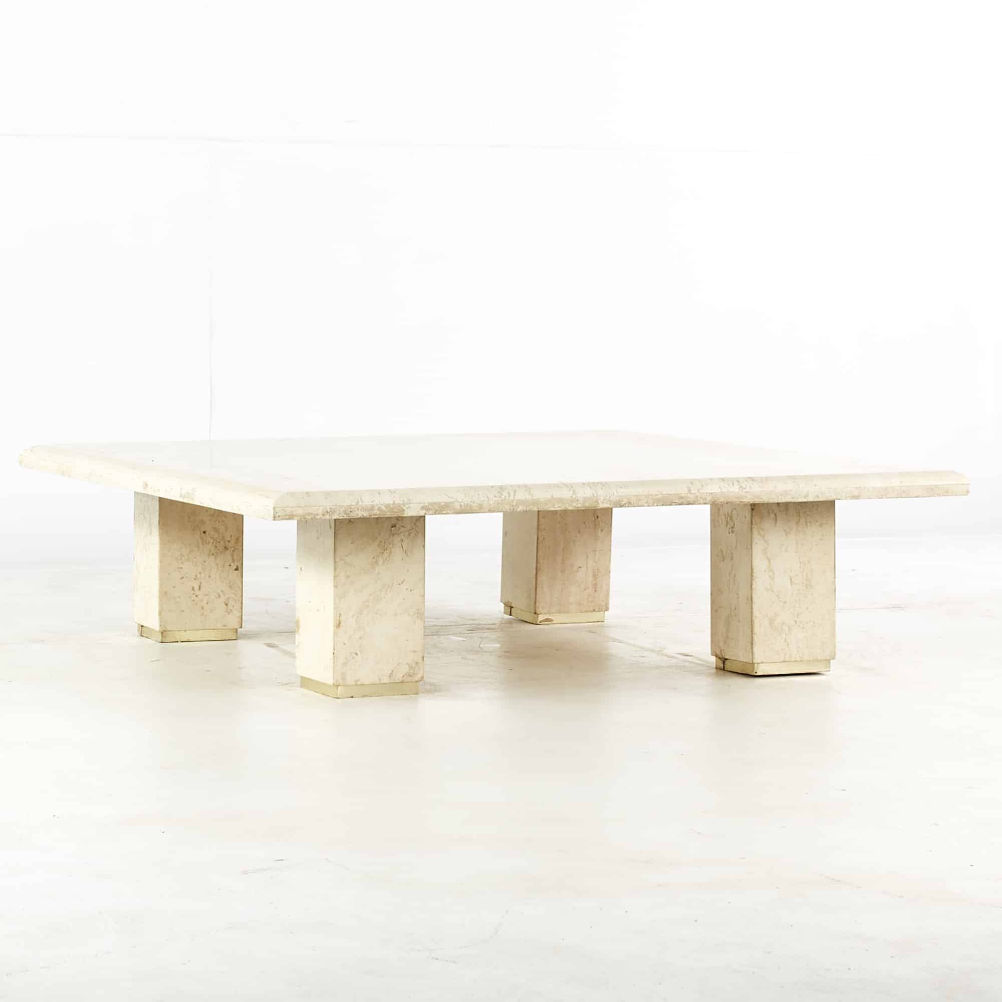 Mid Century Marble and Brass Coffee Table