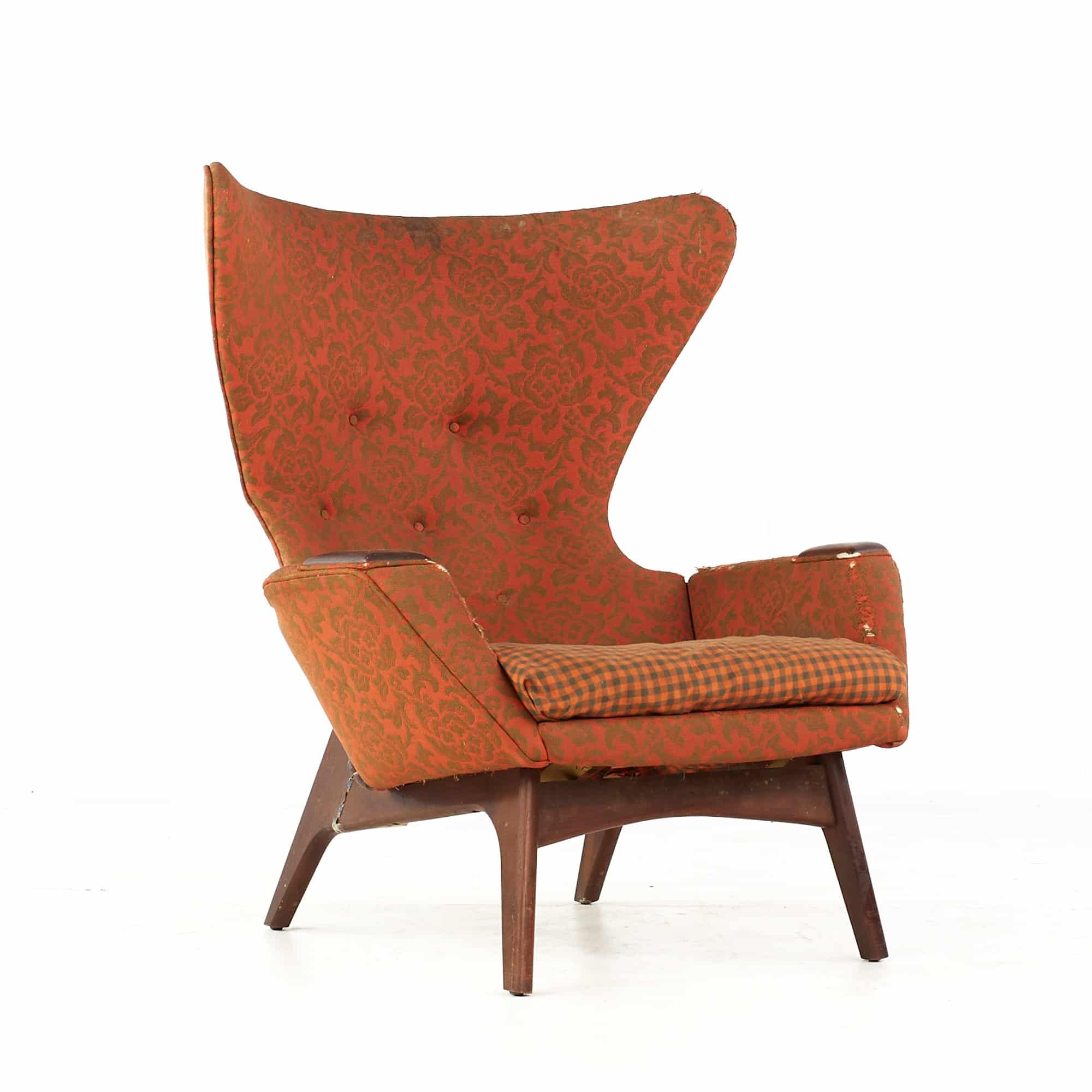 Adrian Pearsall for Craft Associates Mid Century Walnut Wingback Lounge Chair