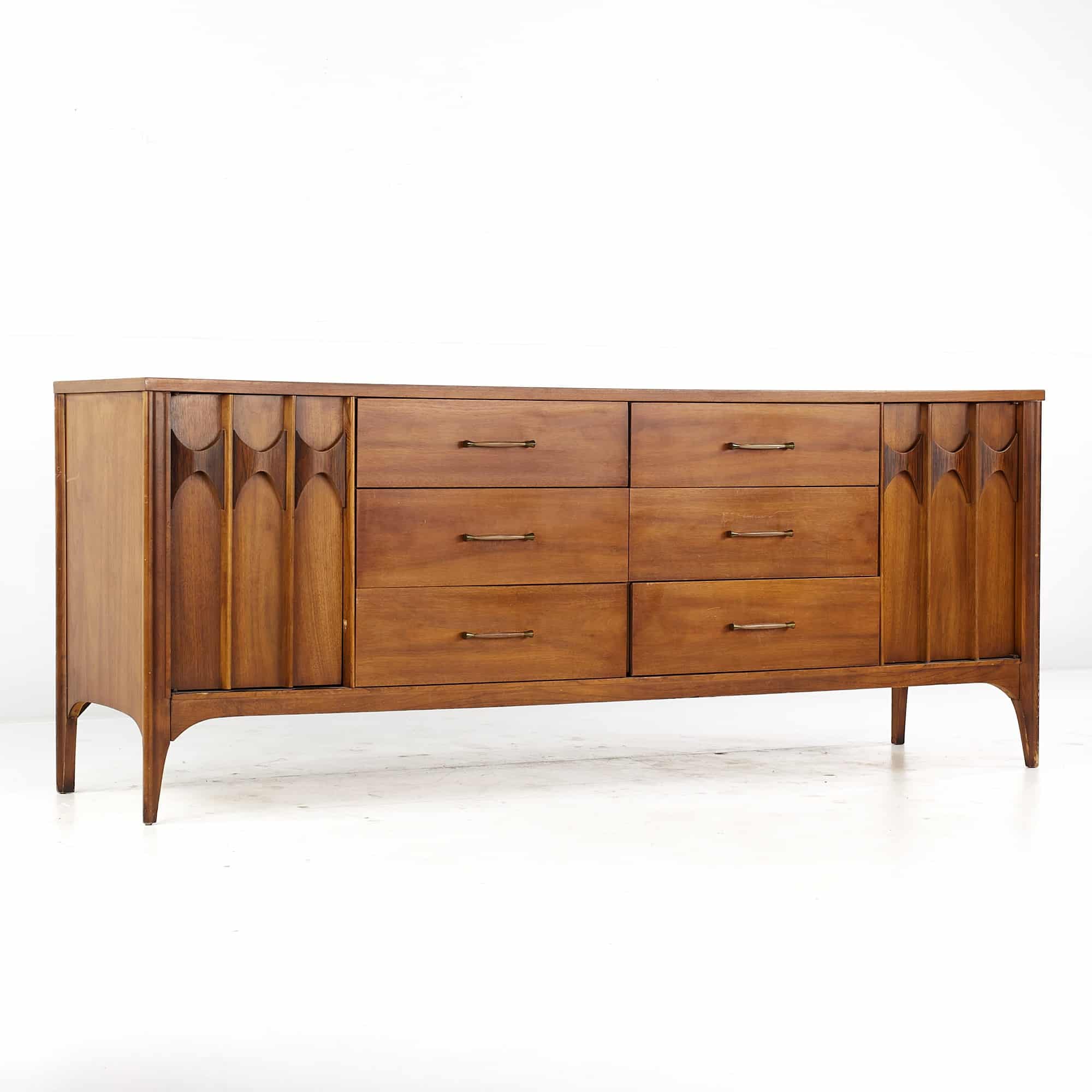 Kent Coffey Perspecta Mid Century Walnut and Rosewood 12 Drawer Dresser