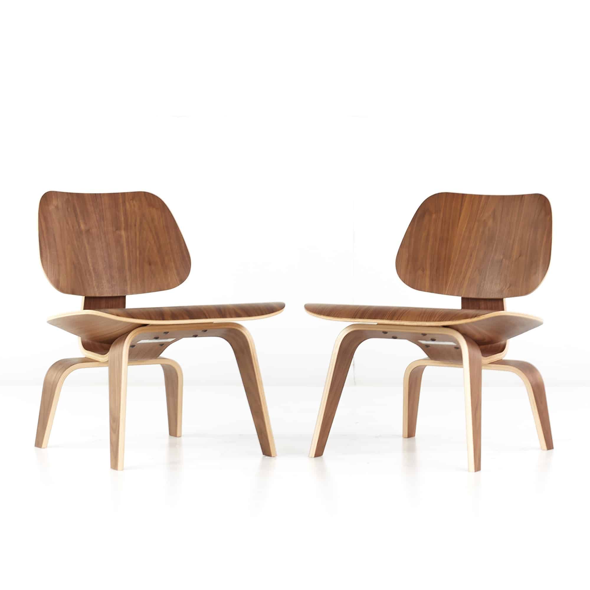 Charles and Ray Eames for Herman Miller Mid Century Walnut Lcw Chairs - Pair