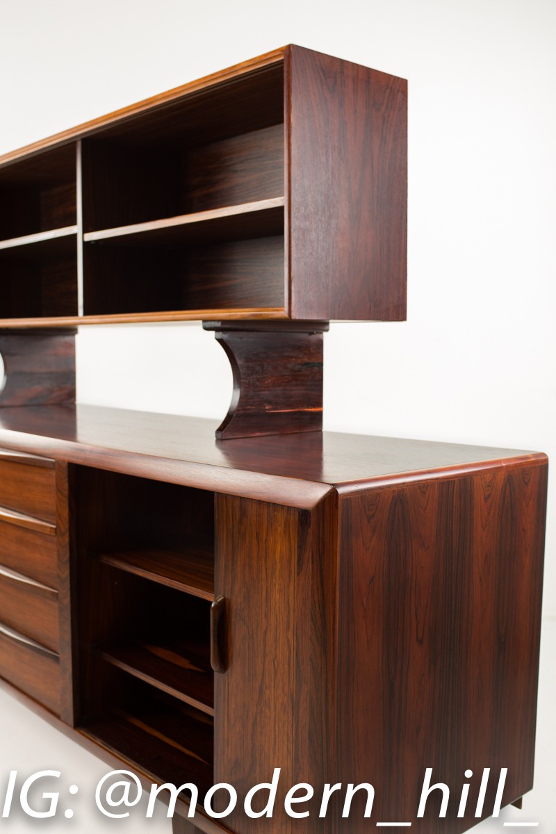 Mid-century Modern Rosewood Sideboard and Hutch by Einar Hallas for Faarup Mobelfabrik
