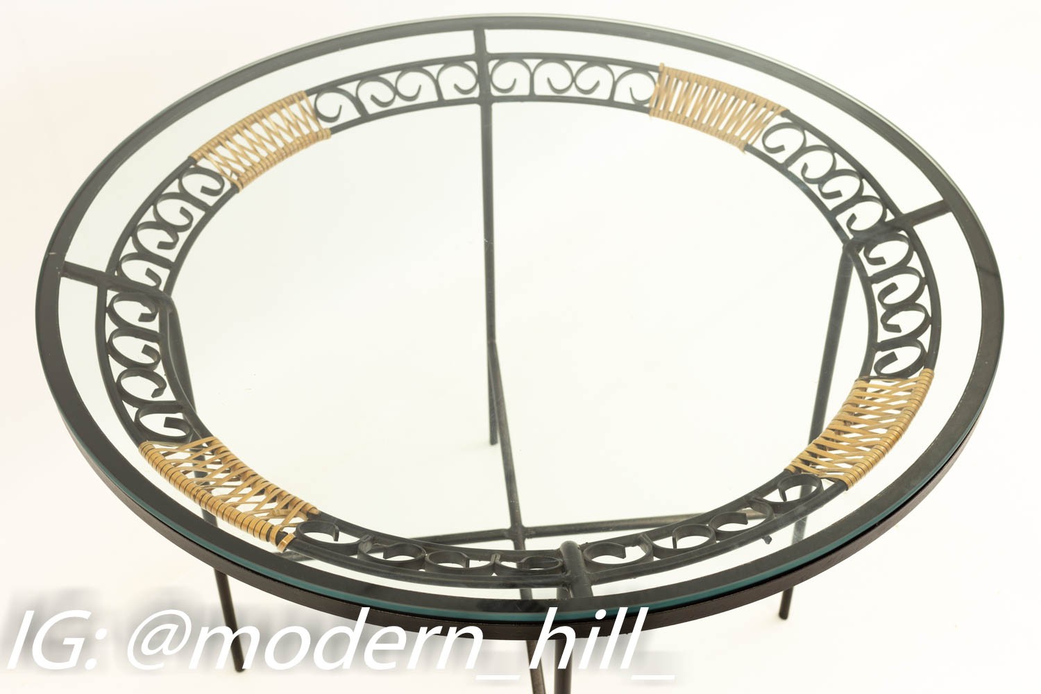 Arthur Umanoff for Shaver Howard Glass & Metal Mid Century Indoor Outdoor Round Dining Table