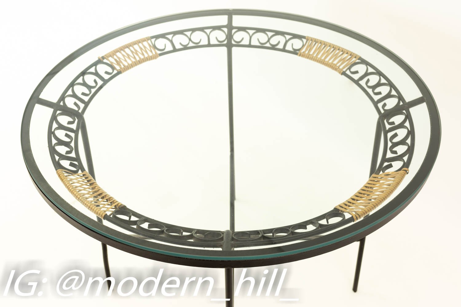Arthur Umanoff for Shaver Howard Glass & Metal Mid Century Indoor Outdoor Round Dining Table
