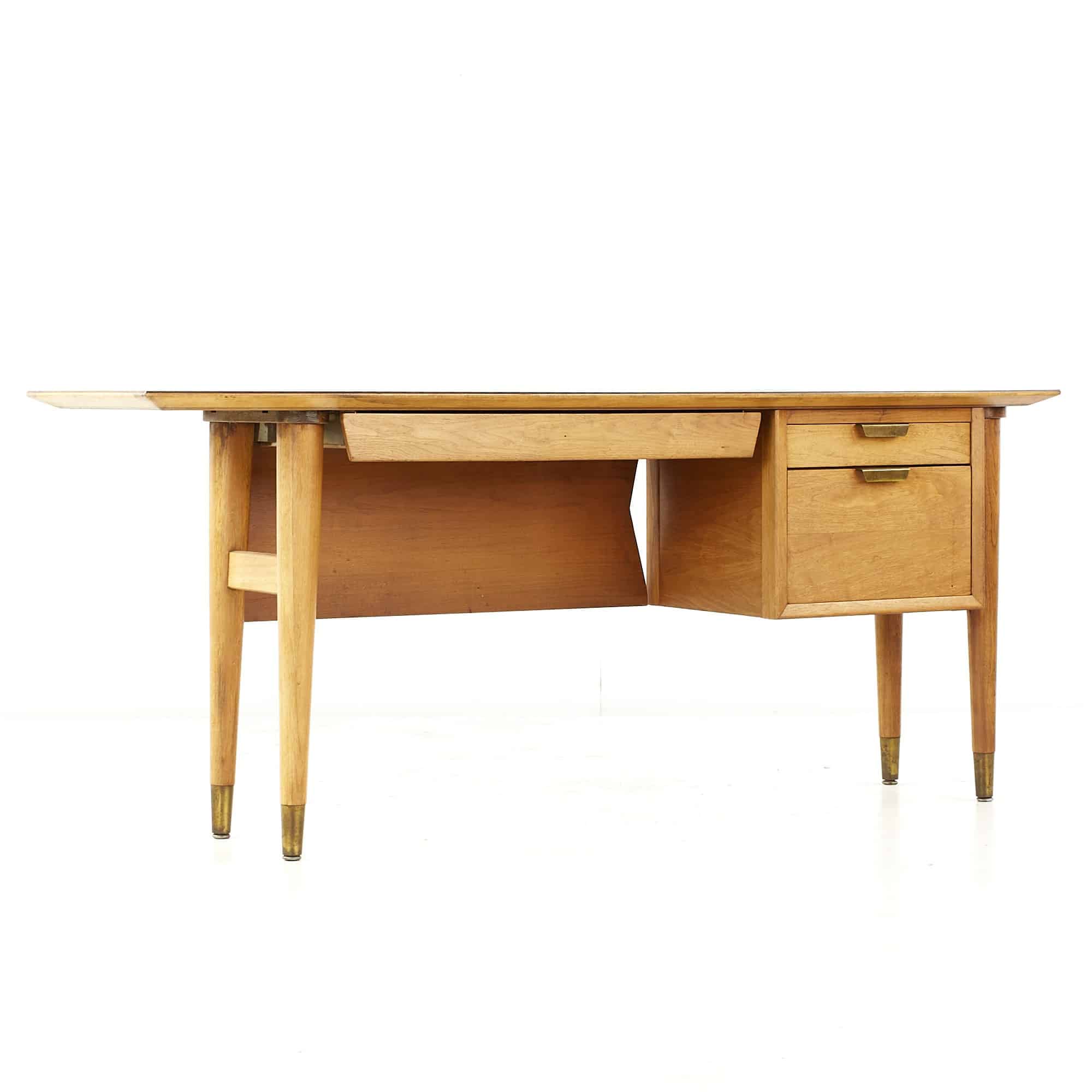 Standard Furniture Mid Century Walnut Single Pedestal Desk