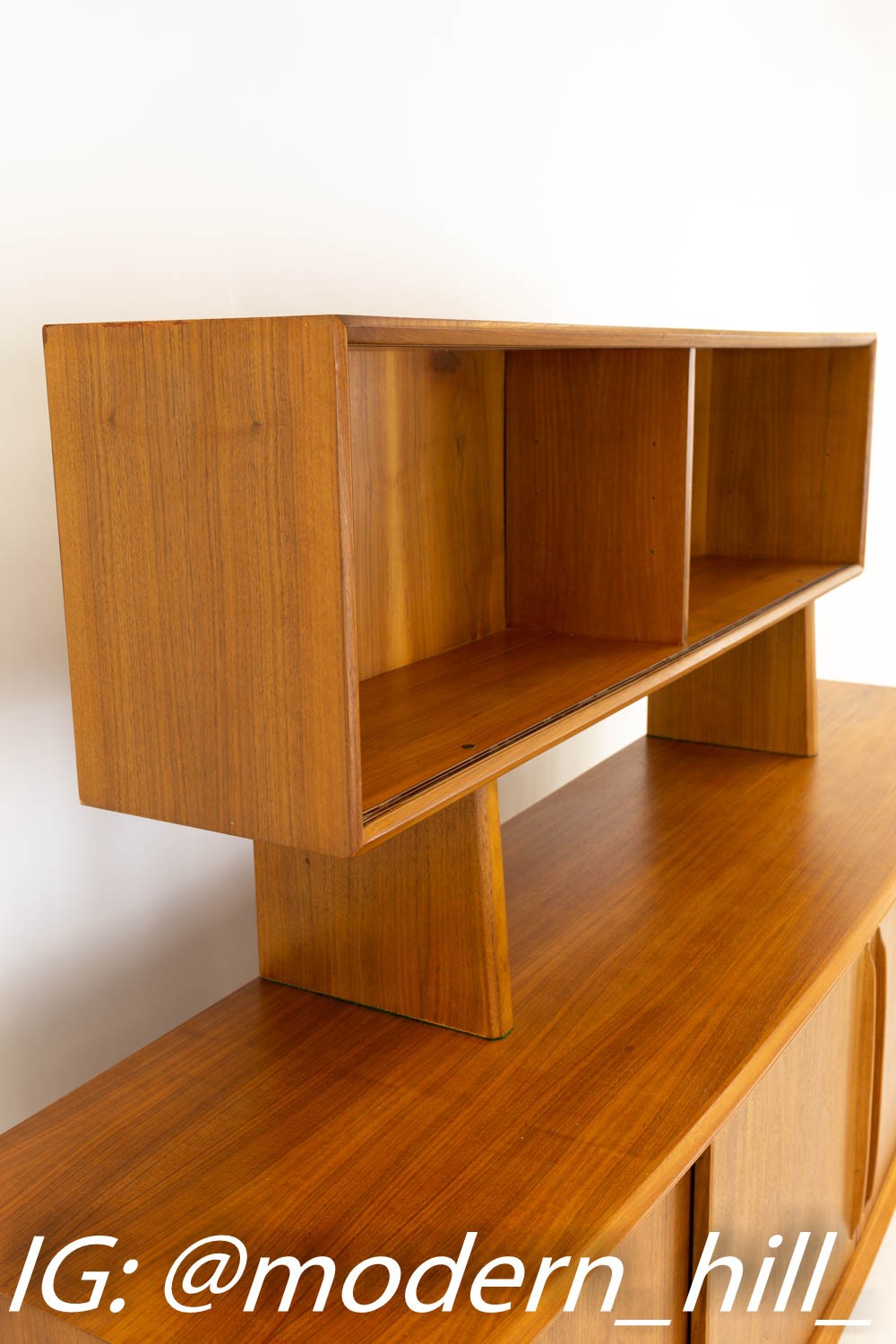 Svend Madsen Curved Bow Front Mid Century Teak Danish Credenza Sideboard & Hutch