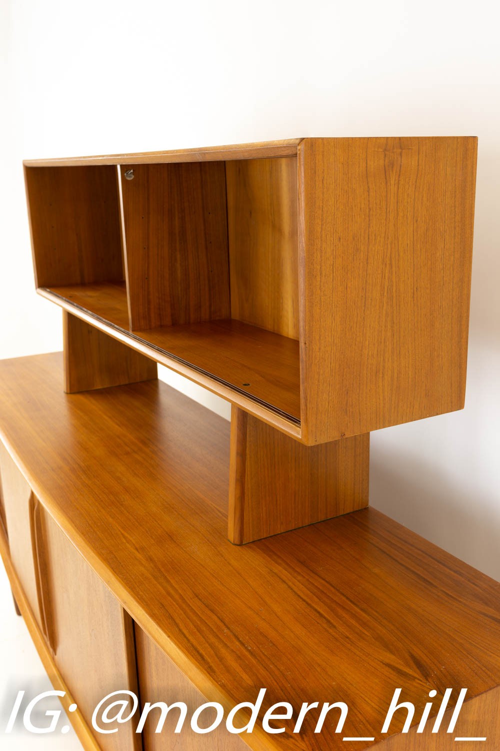 Svend Madsen Curved Bow Front Mid Century Teak Danish Credenza Sideboard & Hutch