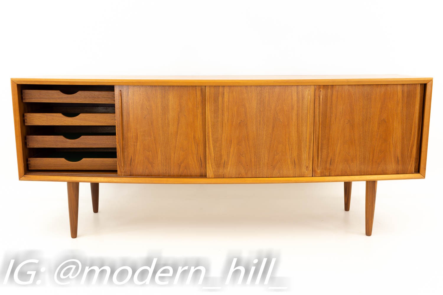 Svend Madsen Curved Bow Front Mid Century Teak Danish Credenza Sideboard & Hutch
