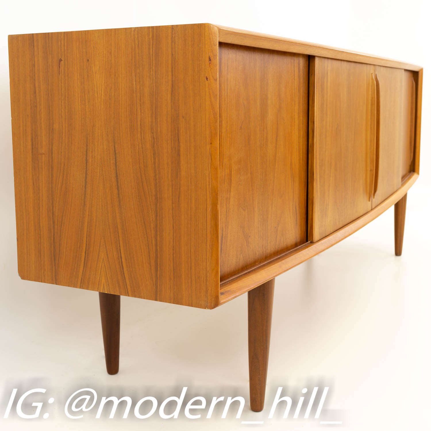 Svend Madsen Curved Bow Front Mid Century Teak Danish Credenza Sideboard & Hutch
