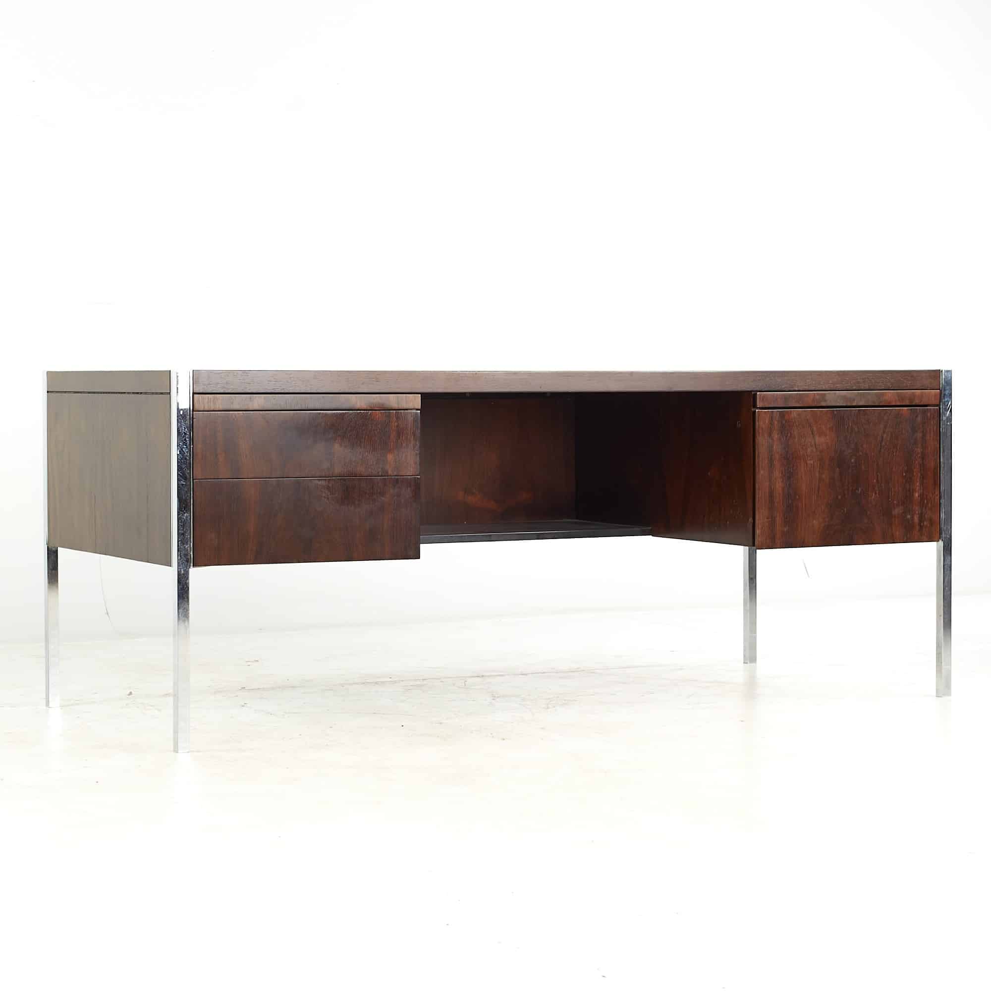 Richard Schultz for Knoll Mid Century Rosewood and Chrome Desk