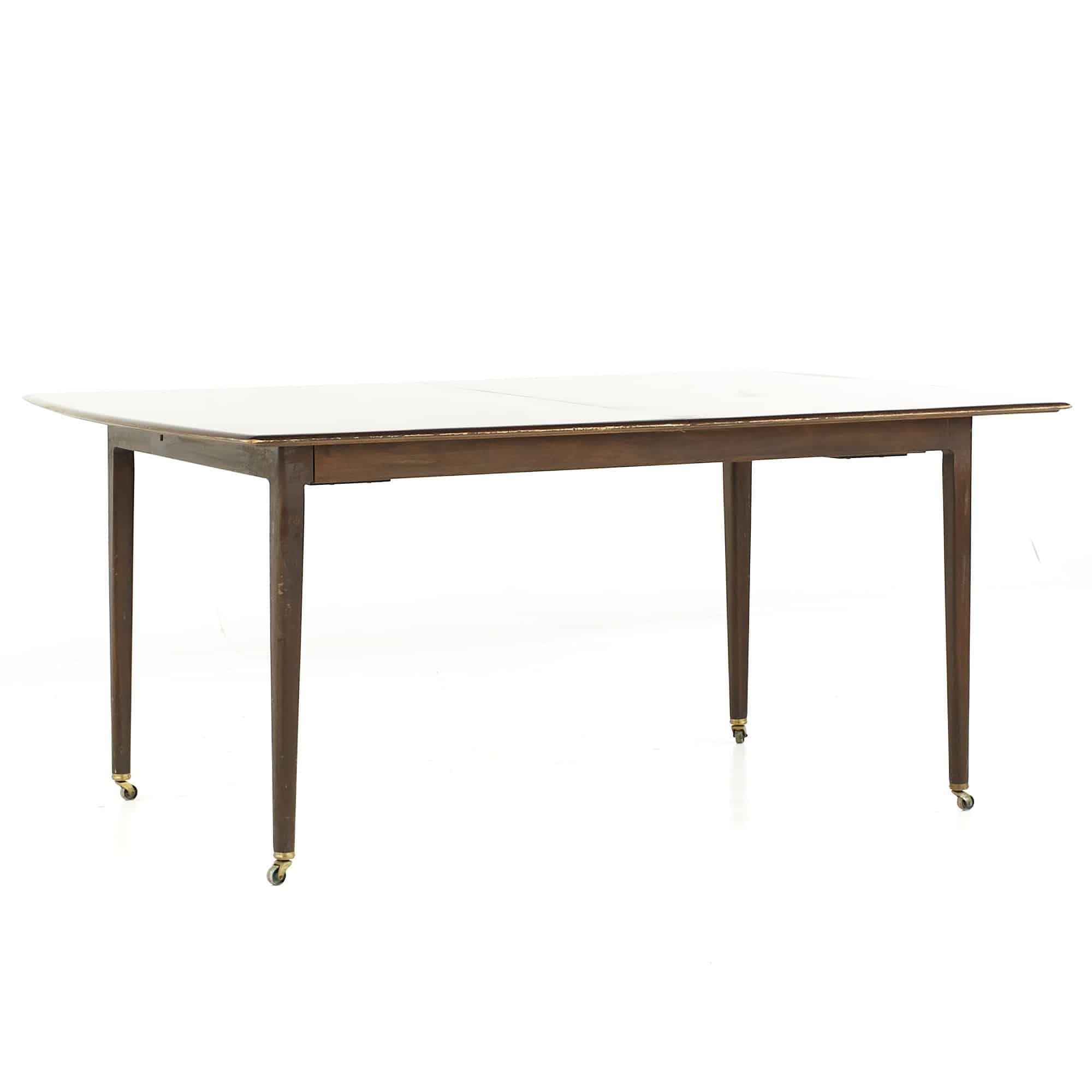 Dunbar Mid Century Expanding Hidden Leaf Walnut Dining Table with 2 Leaves