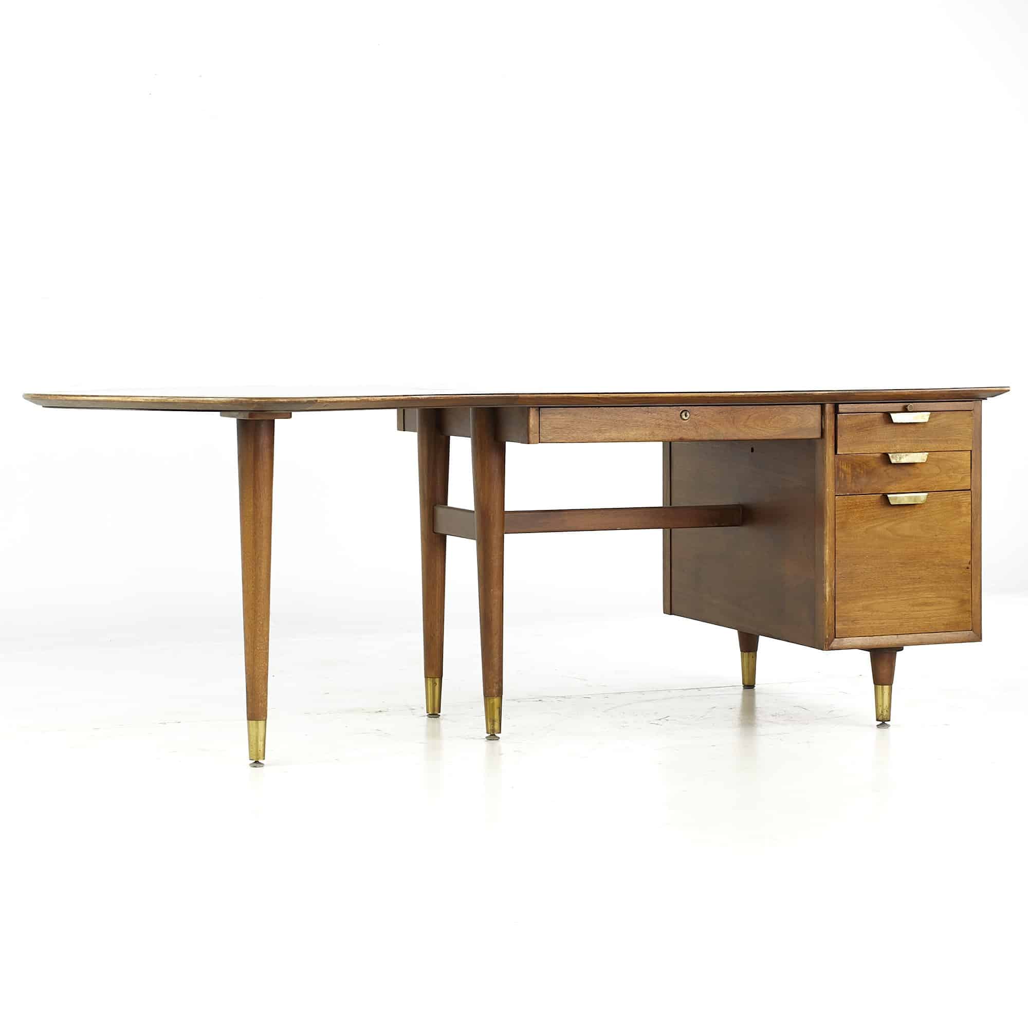 Standard Furniture Mid Century Walnut Boomerang Desk