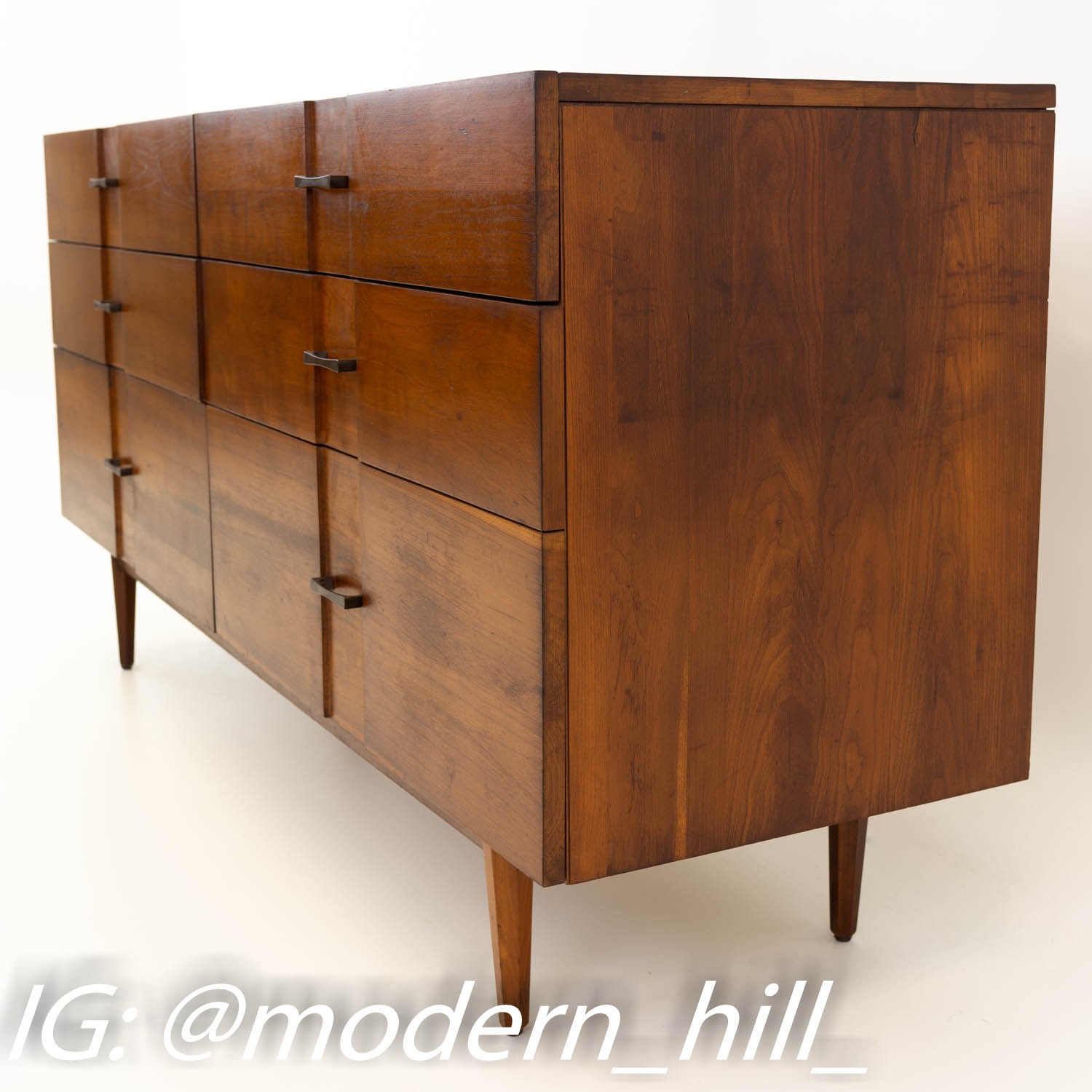 Kipp Stewart for Winchendon American Design Foundation Mid Century Walnut Six Drawer Dresser