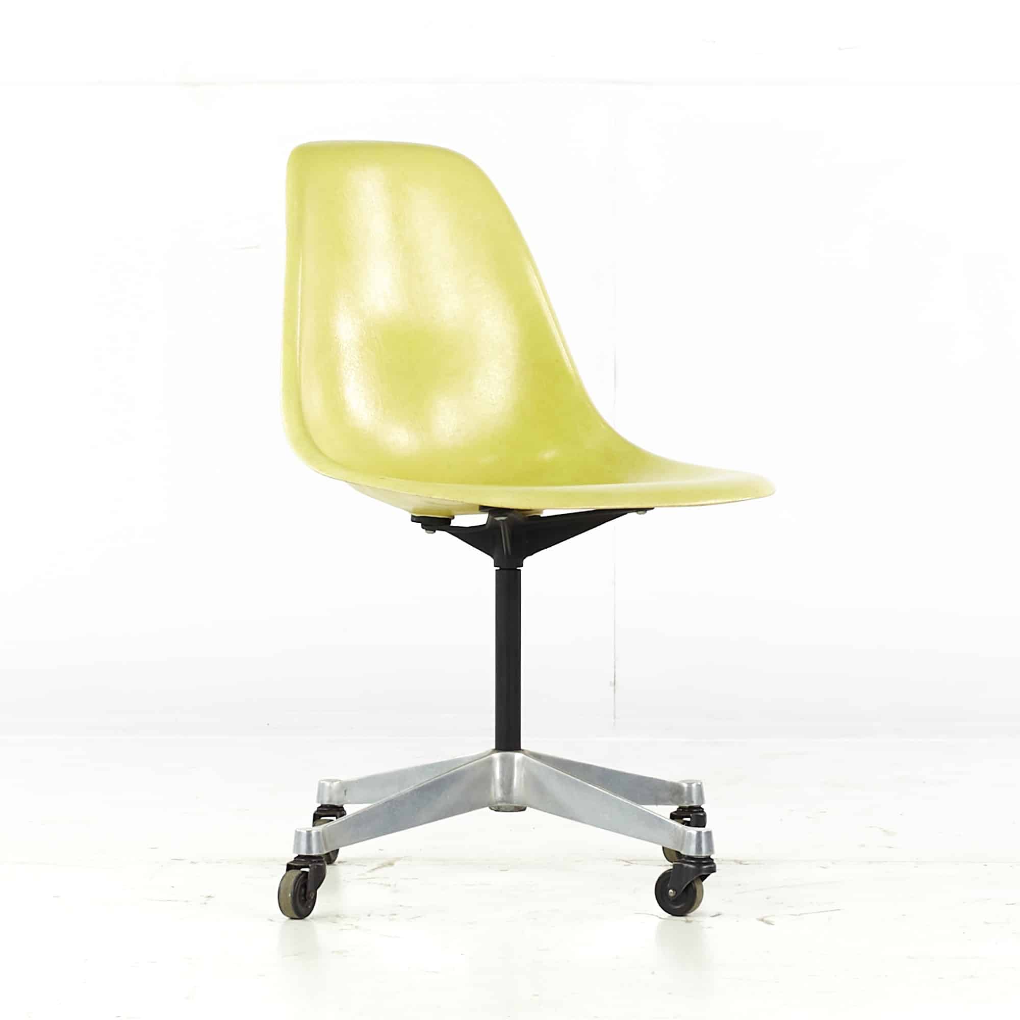 Charles and Ray Eames for Herman Miller Mid Century Fiberglass Wheeled Shell Chair