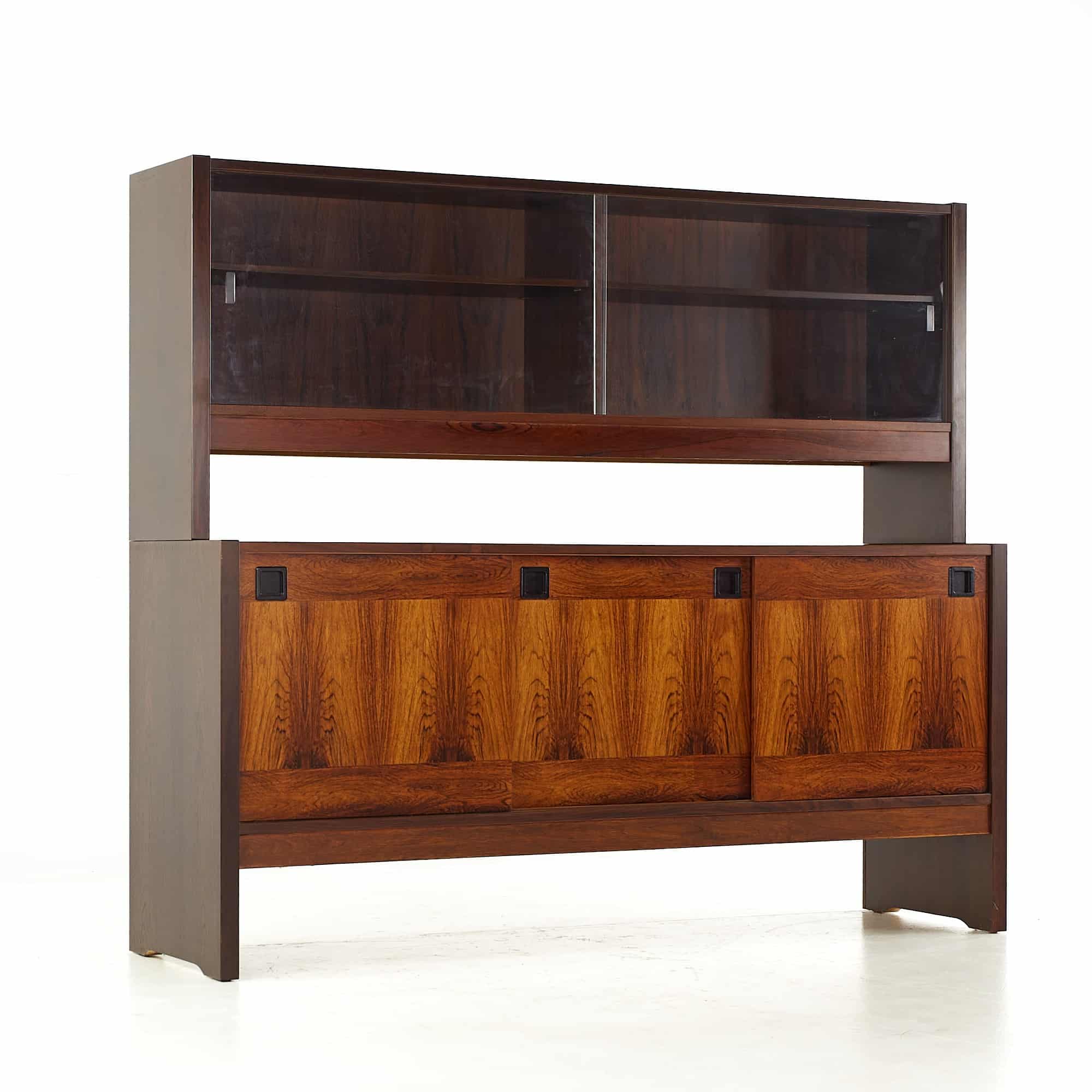 Dyrlund Style Mid Century Rosewood Buffet and Hutch