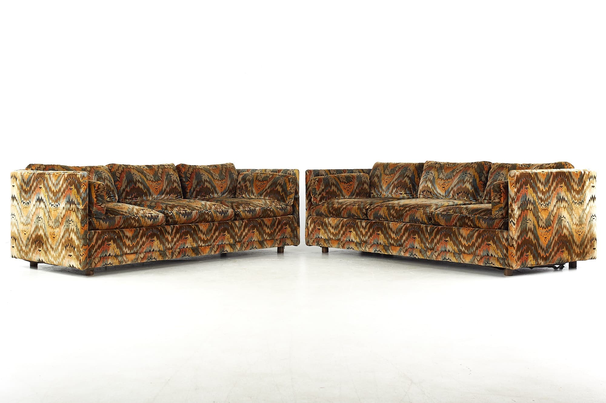 Milo Baughman Style Mid Century Sofa - Pair