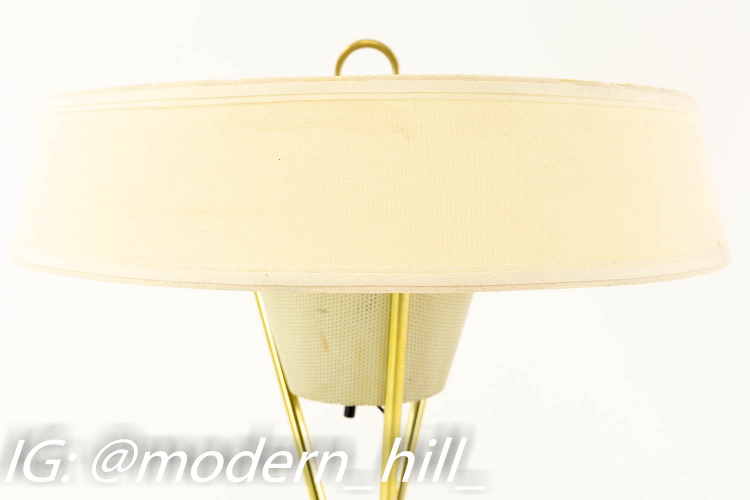 Pair of Gerald Thurston for Lightolier Mid Century Brass Tripod Floor Lamps
