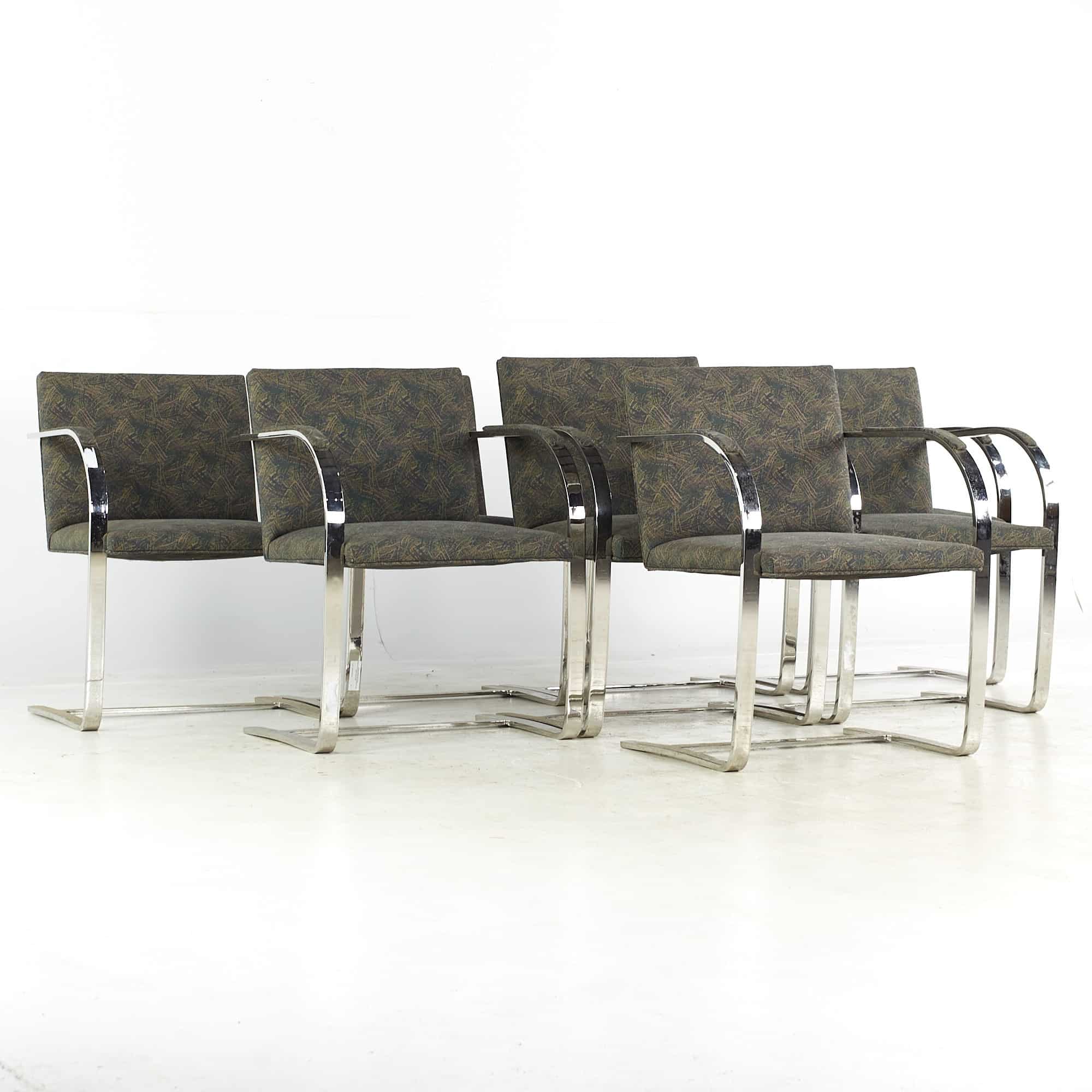 Knoll Mid Century Brno Flatbar Chrome Dining Chairs - Set of 8