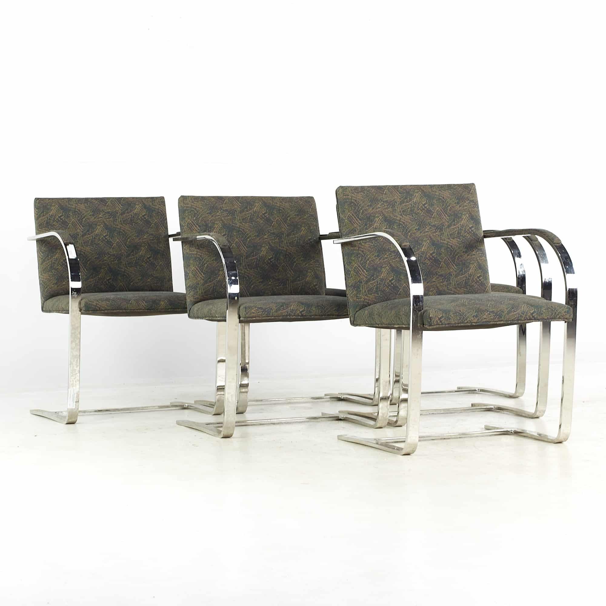 Knoll Mid Century Brno Flatbar Chrome Dining Chairs - Set of 6