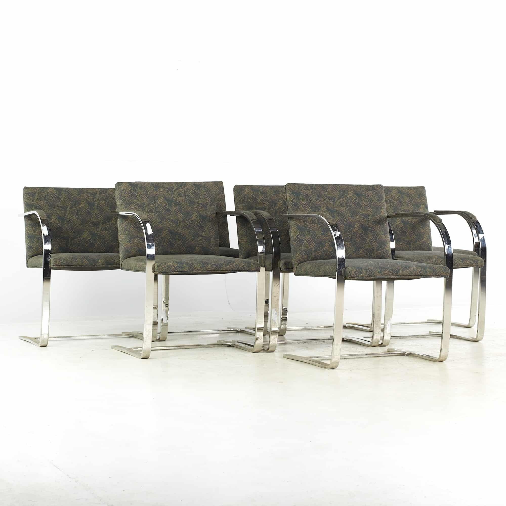 Knoll Mid Century Brno Flatbar Chrome Dining Chairs - Set of 8
