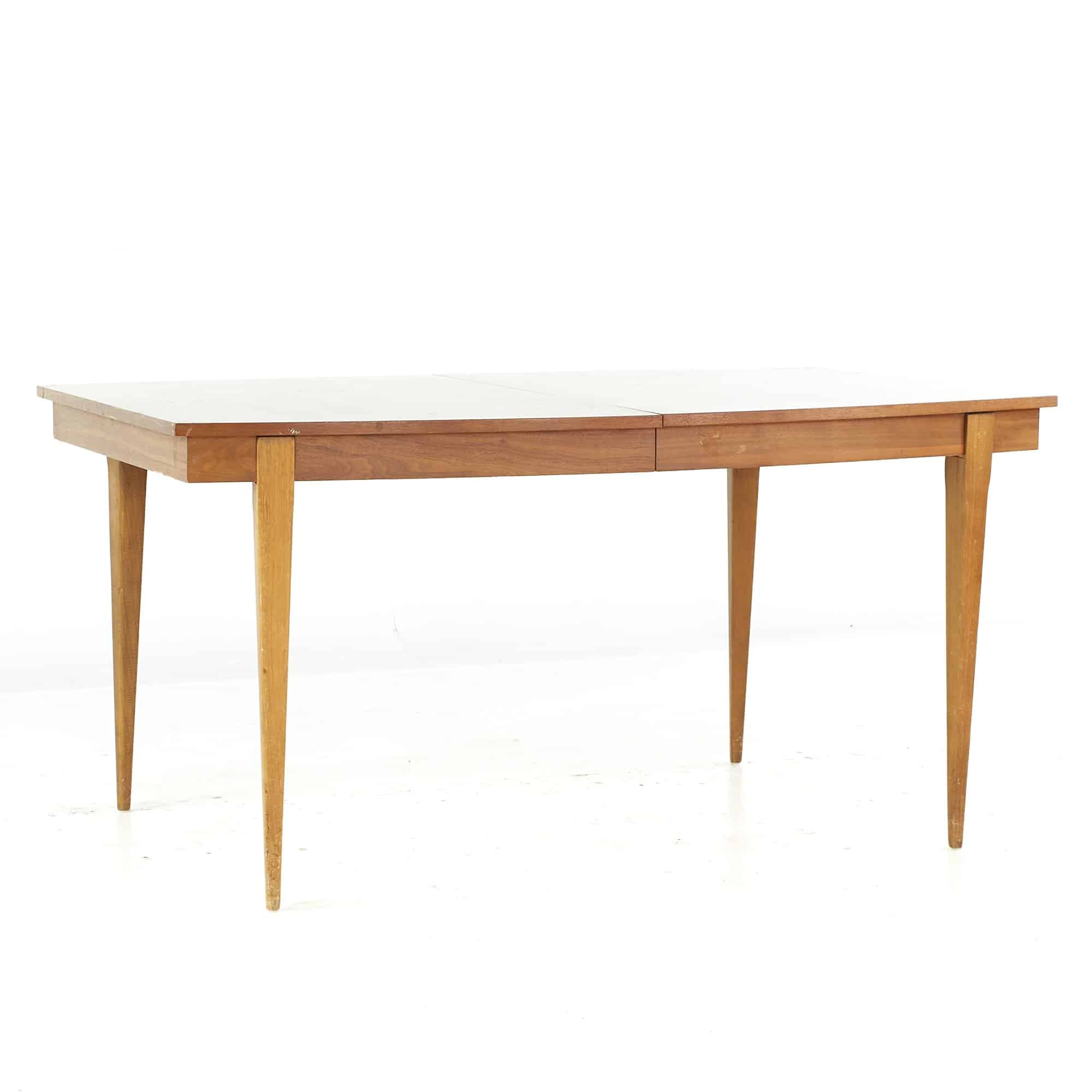 Young Manufacturing Mid Century Walnut Dining Table with 1 Leaf