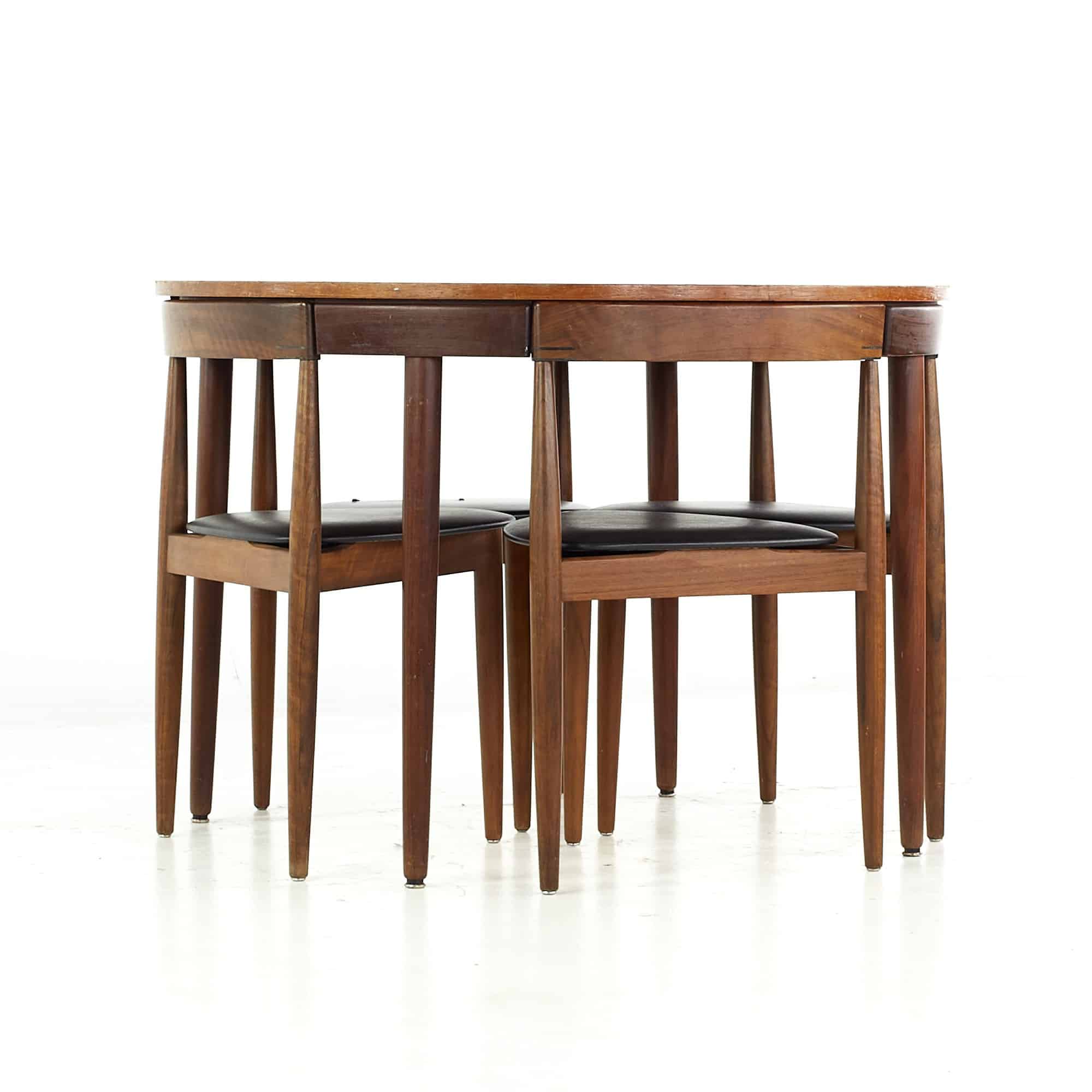 Hans Olsen for Frem Rojle Mid Century Danish Teak Dining Table with Nesting Chairs - Set of 4
