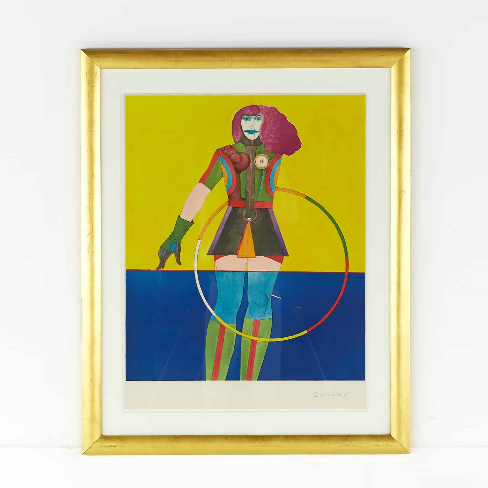 Richard Lindner Signed Girl with Hoop Mid Century Lithograph