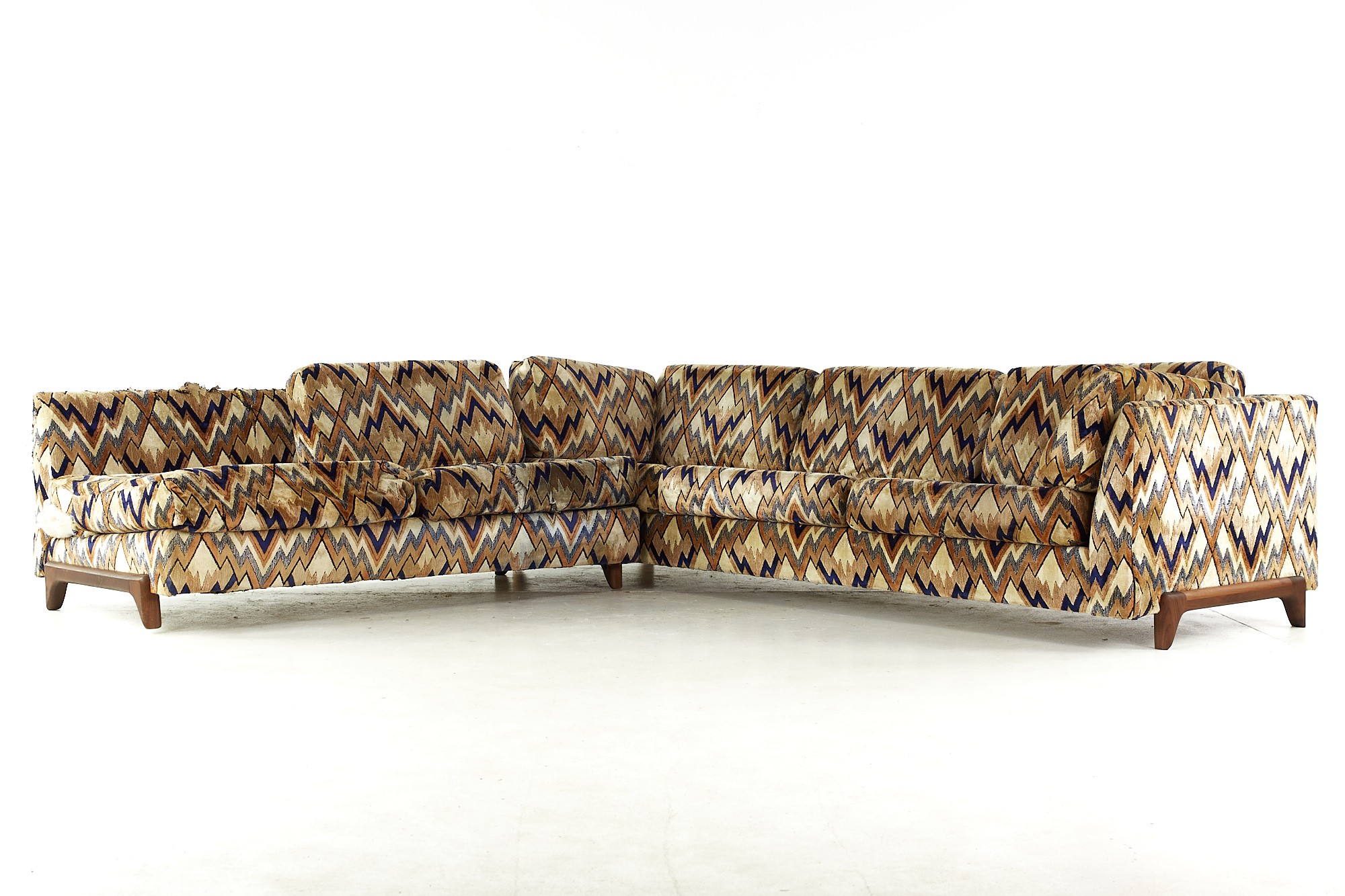 Adrian Pearsall for Craft Associates Mid Century Walnut Sectional Sofa