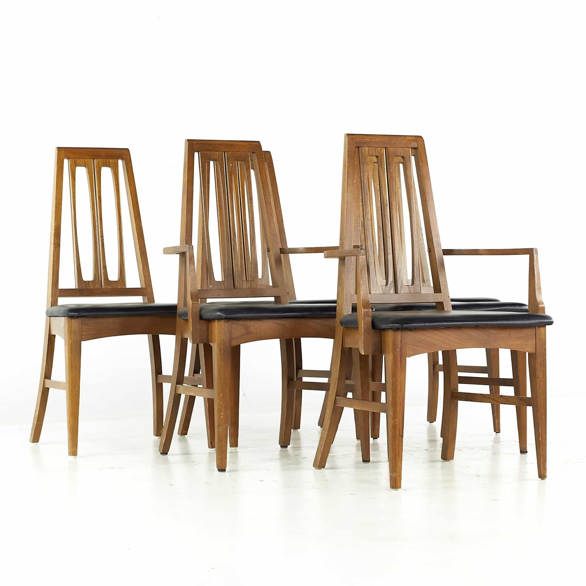 Young Manufacturing Mid Century Walnut Dining Chairs - Set of 6