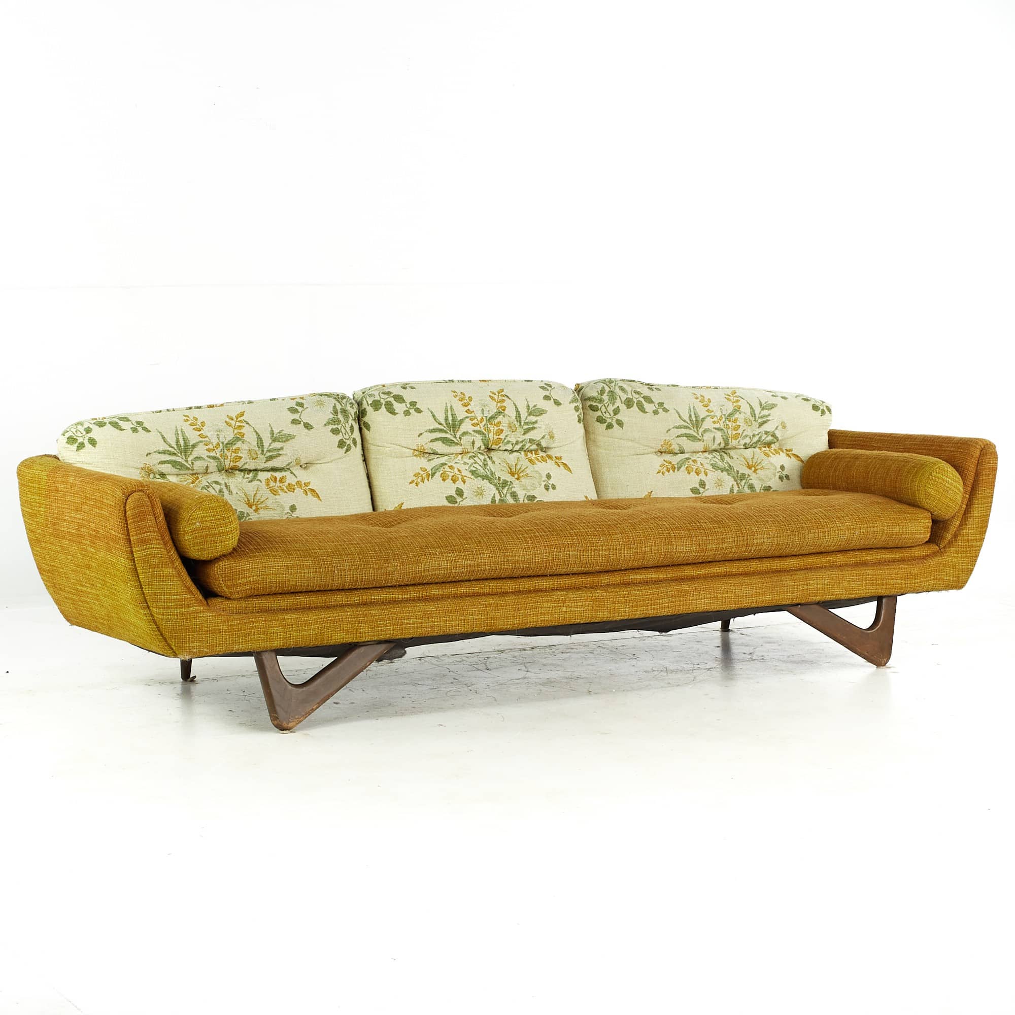 Adrian Pearsall Style Mid Century Walnut Gondola Sofa