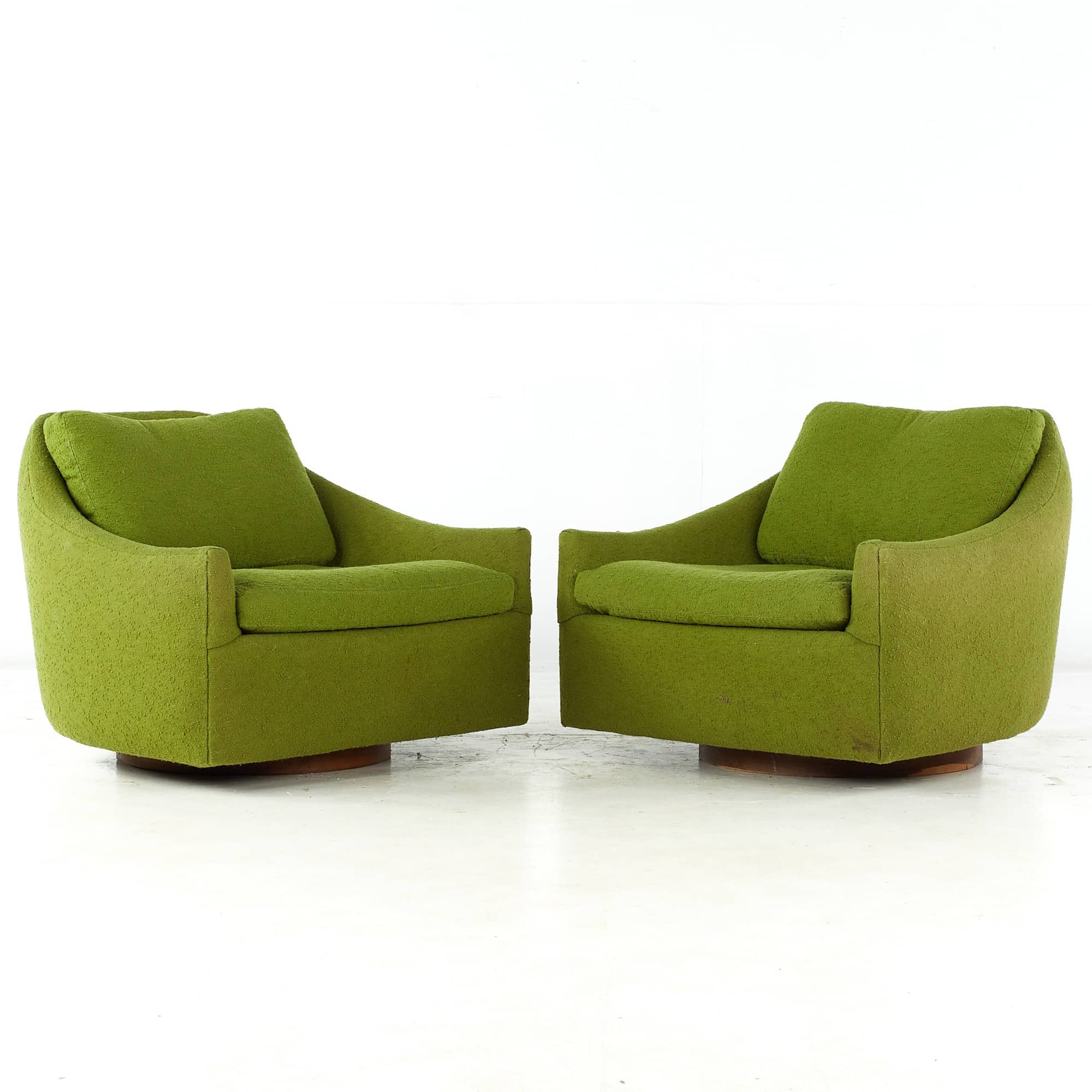 Thayer Coggin Mid Century Swivel Lounge Chairs - Pair