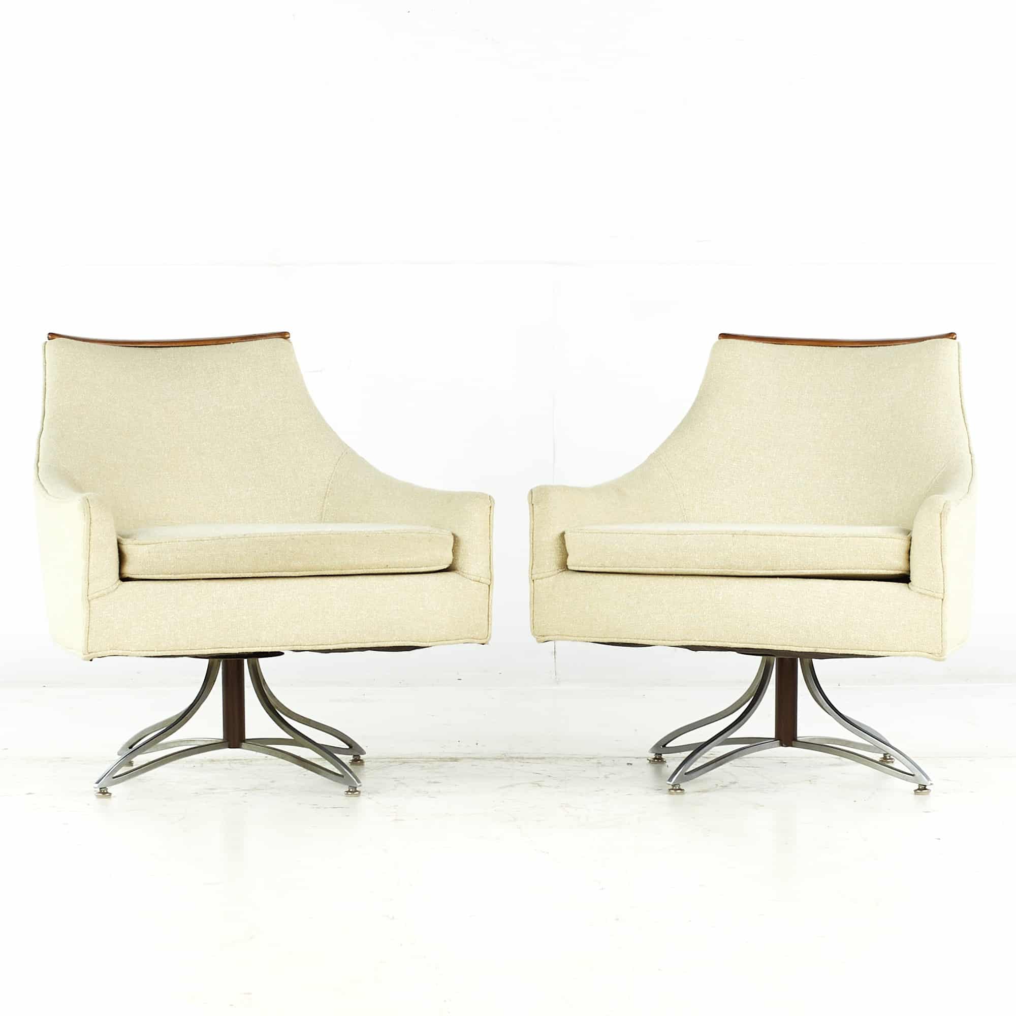 Kroehler Mid Century Swivel Lounge Chairs