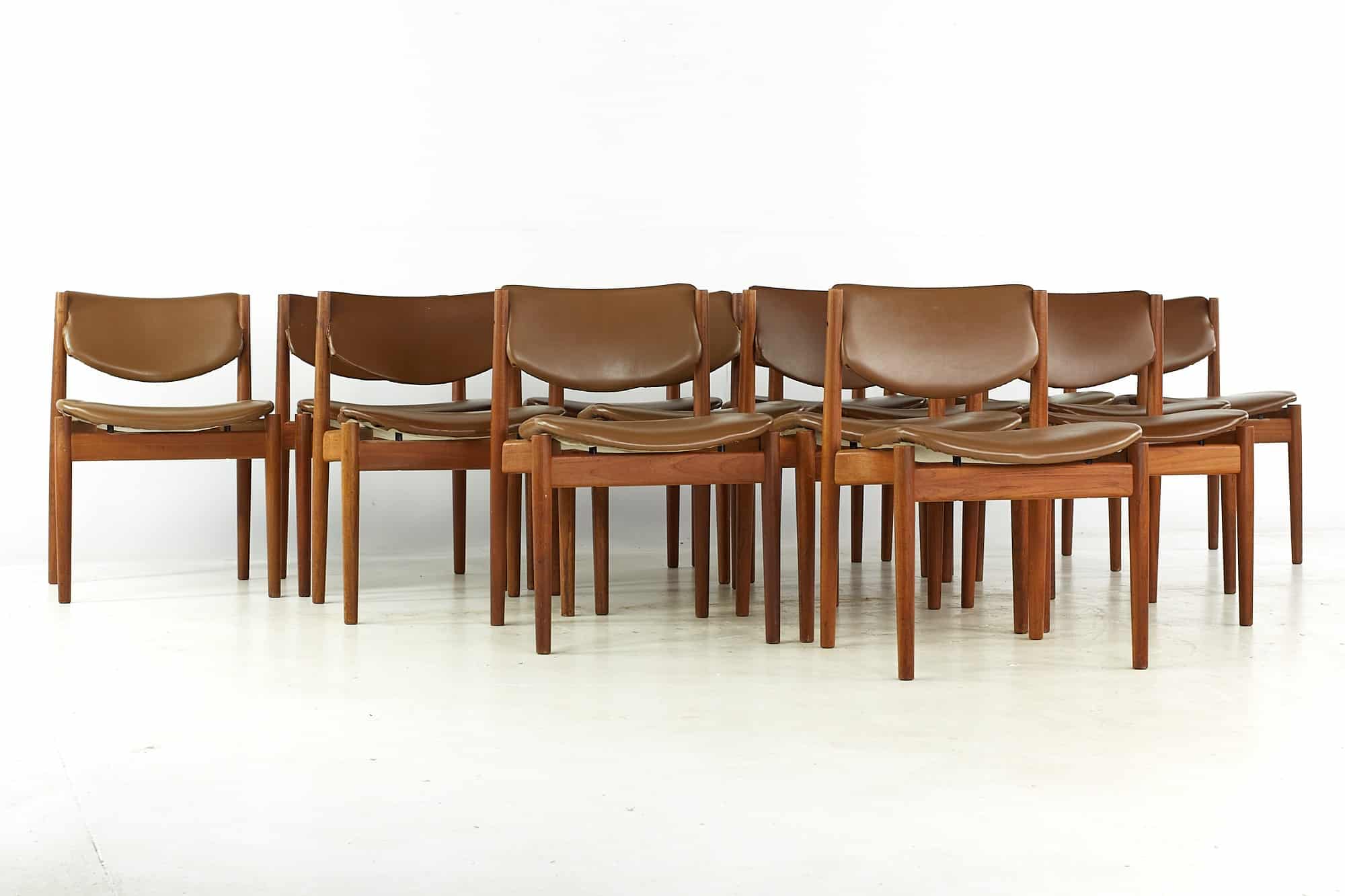 Finn Juhl for France and Son Mid Century Model 197 Teak Dining Chairs - Set of 14