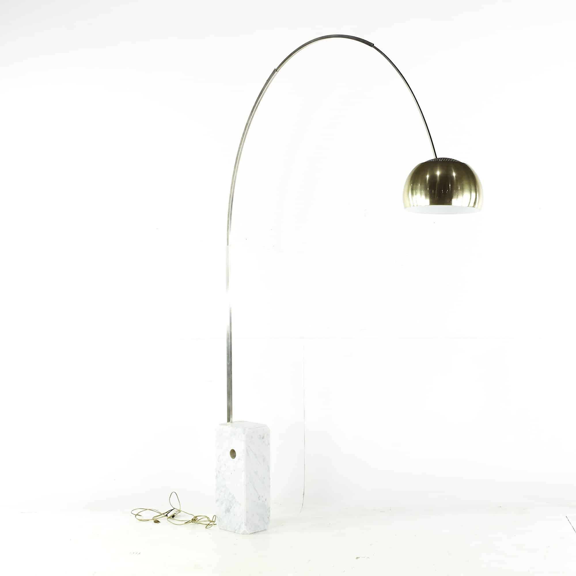 Arco Mid Century Brass and Marble Floor Lamp