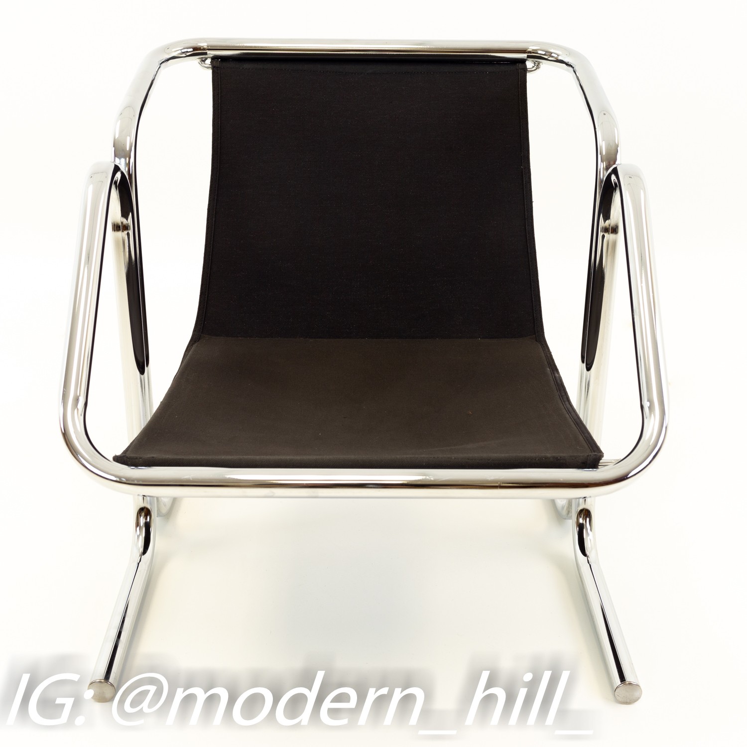 Jerry Johnson Mid Century Chrome Arcadia Sling Lounge Chair