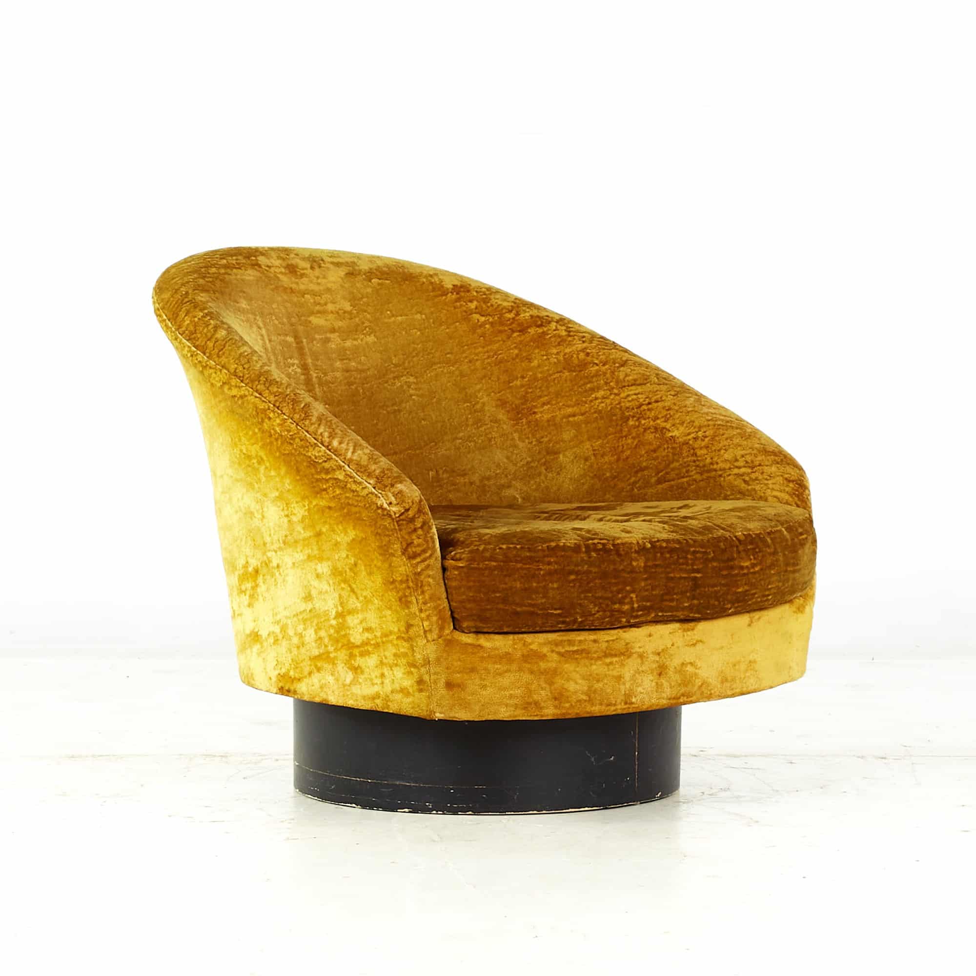 Adrian Pearsall Style Mid Century Gold Swivel Lounge Chair