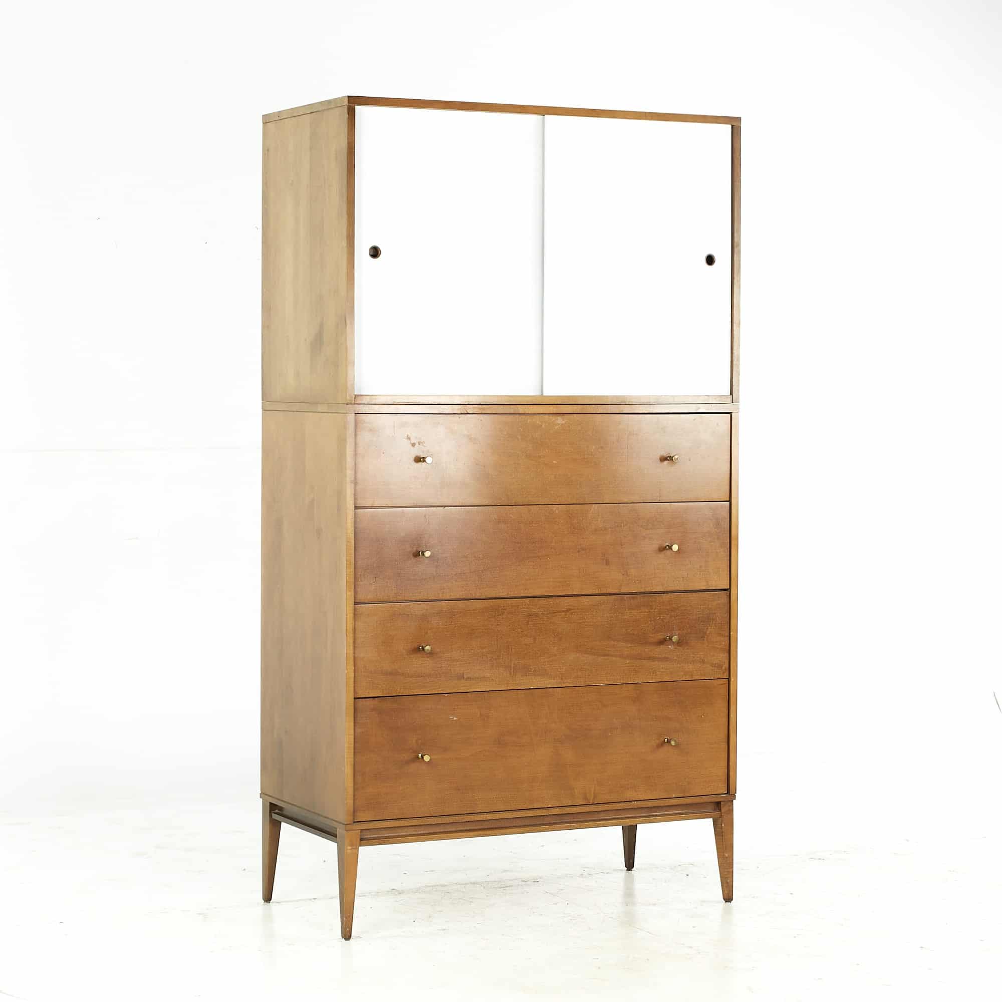 Paul Mccobb Planner Group Mid Century 4-drawer Dresser with Sliding Door Cabinet