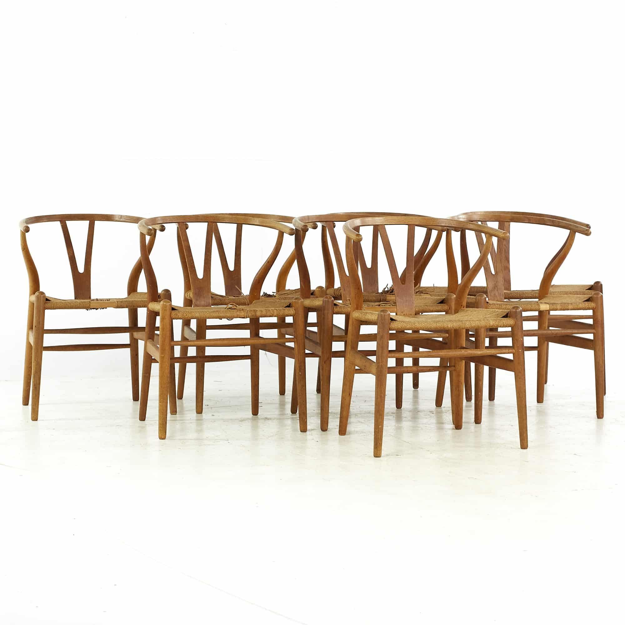 Early Hans Wegner Carl Hansen & Son Mid Century Wishbone Dining Chairs - Set of 8