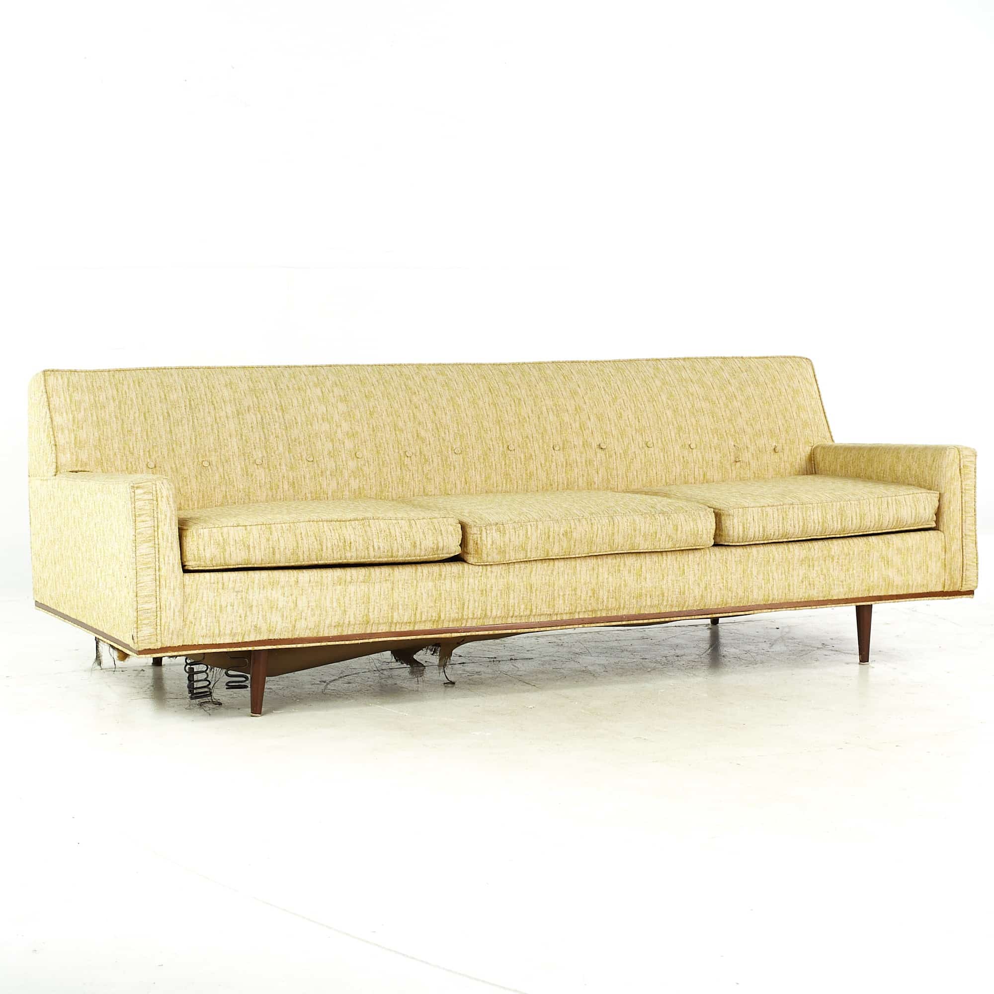 Milo Baughman Style Selig Mid Century Walnut Sofa
