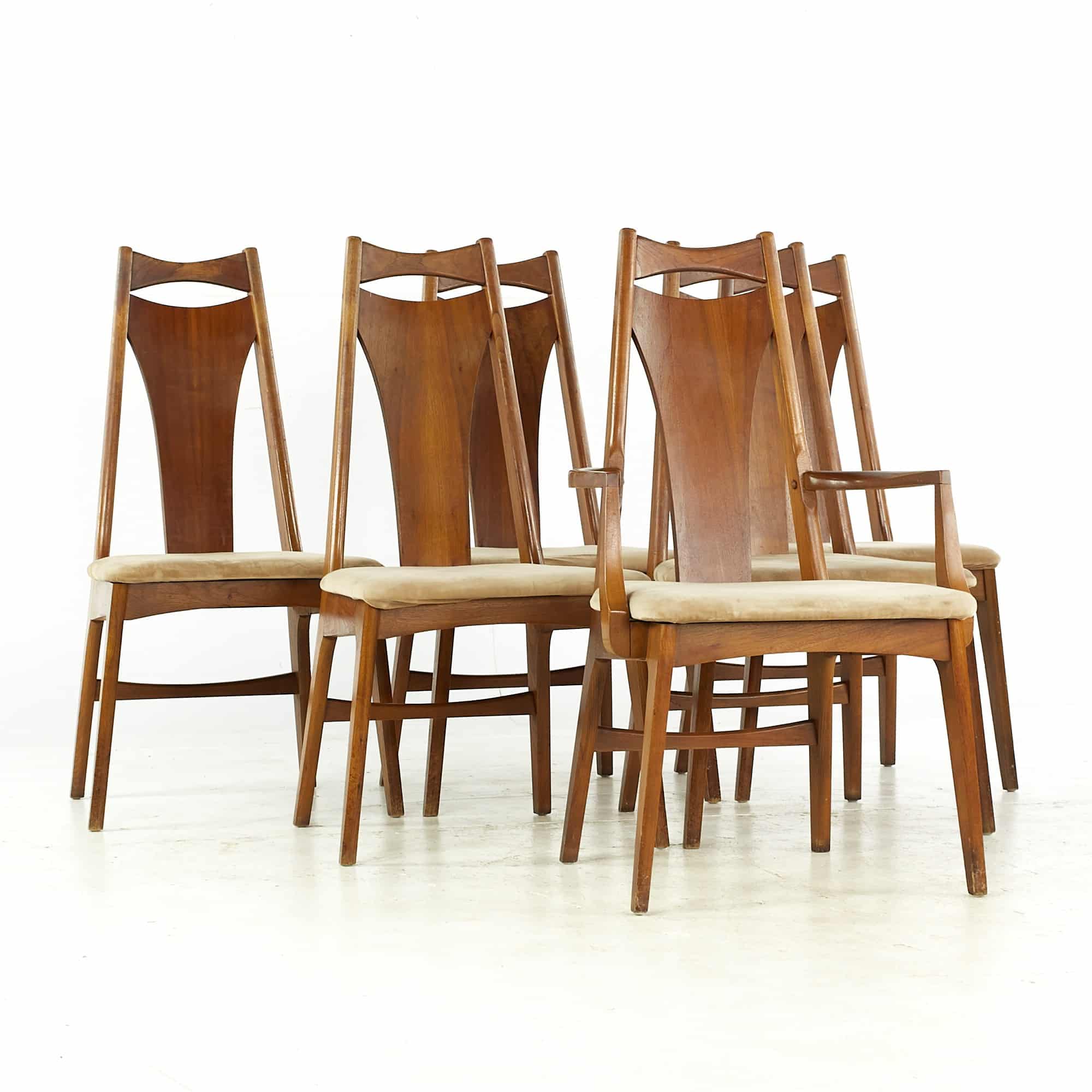Young Manufacturing Mid Century Walnut Dining Chairs – Set of