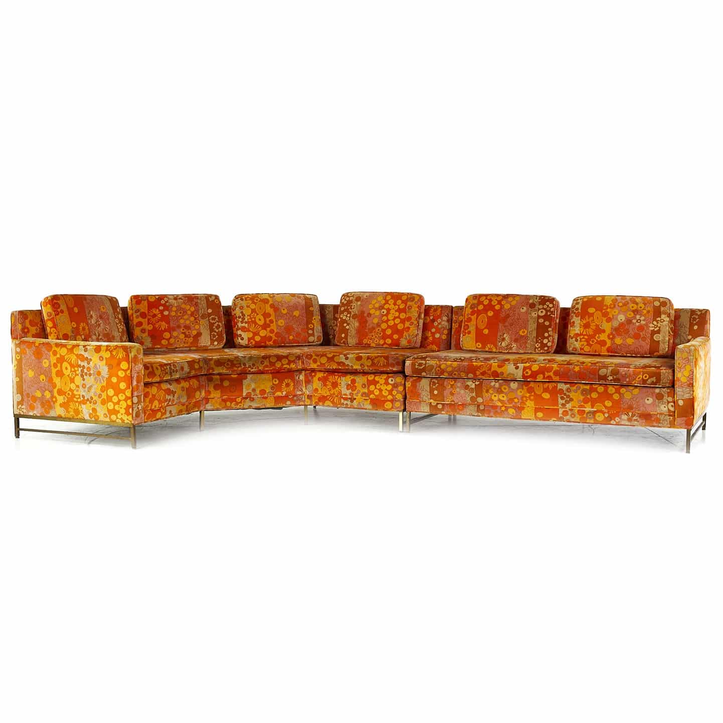 Paul Mccobb for Directional Mid Century Sectional Sofa with Jack Lenor Larsen Primavera Velvet Fabric