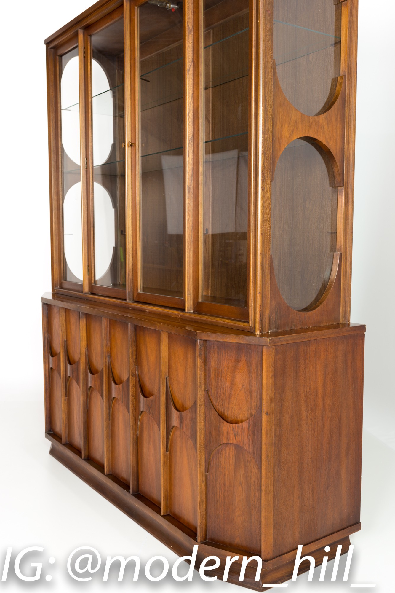 Kent Coffey Perspecta Mid Century Walnut and Rosewood China Cabinet Sideboard Buffet and Hutch