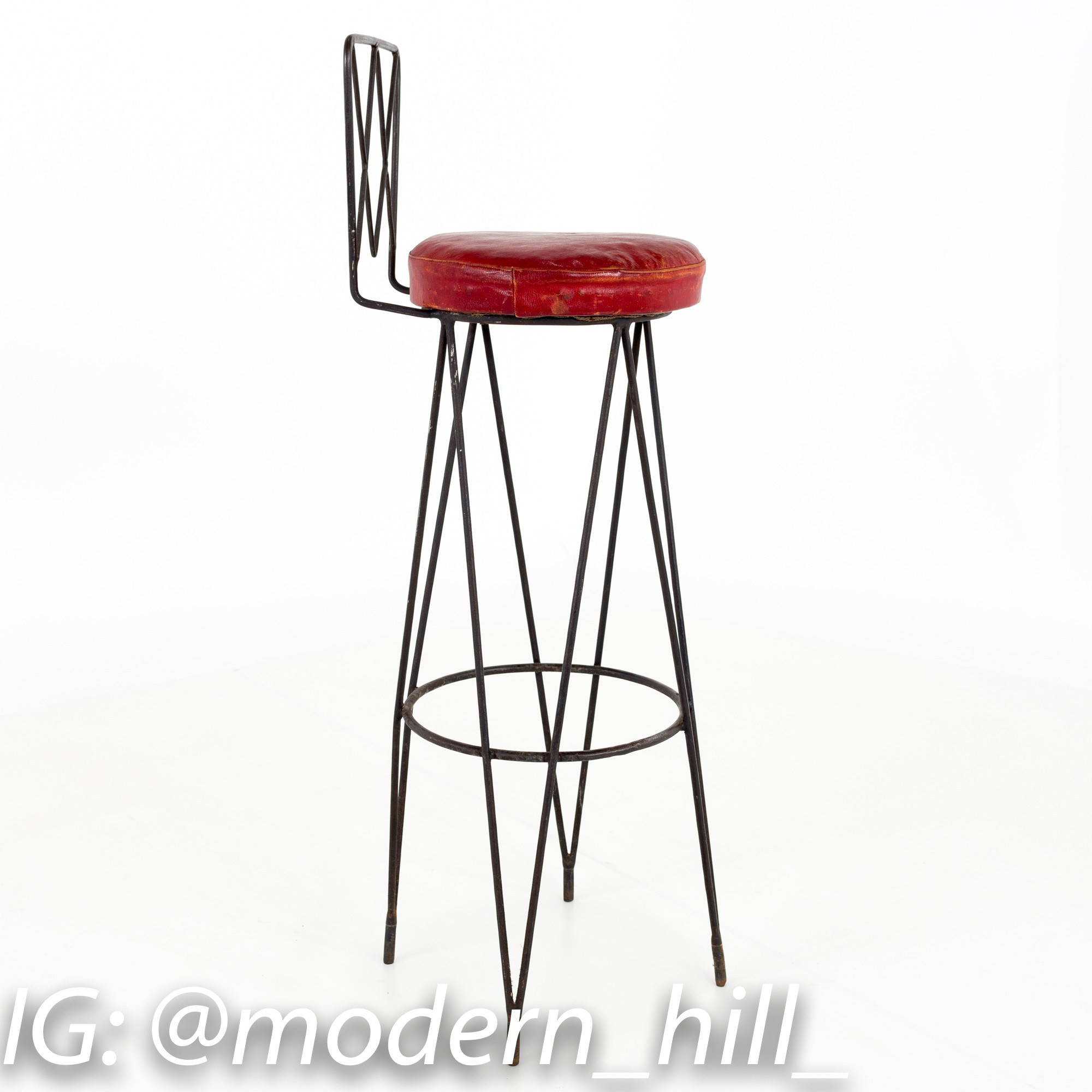 Frederick Weinberg Style Hairpin Wrought Iron Bar Stools - Set of 6