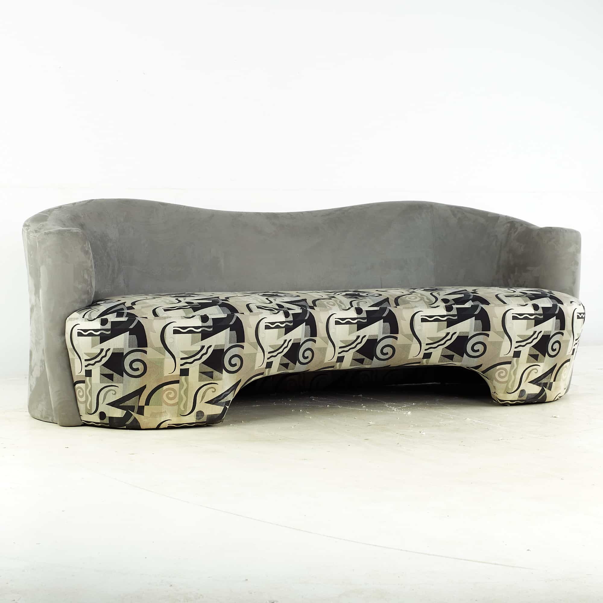 Vladimir Kagan Style Weiman Mid Century Sculptural Curved Sofa