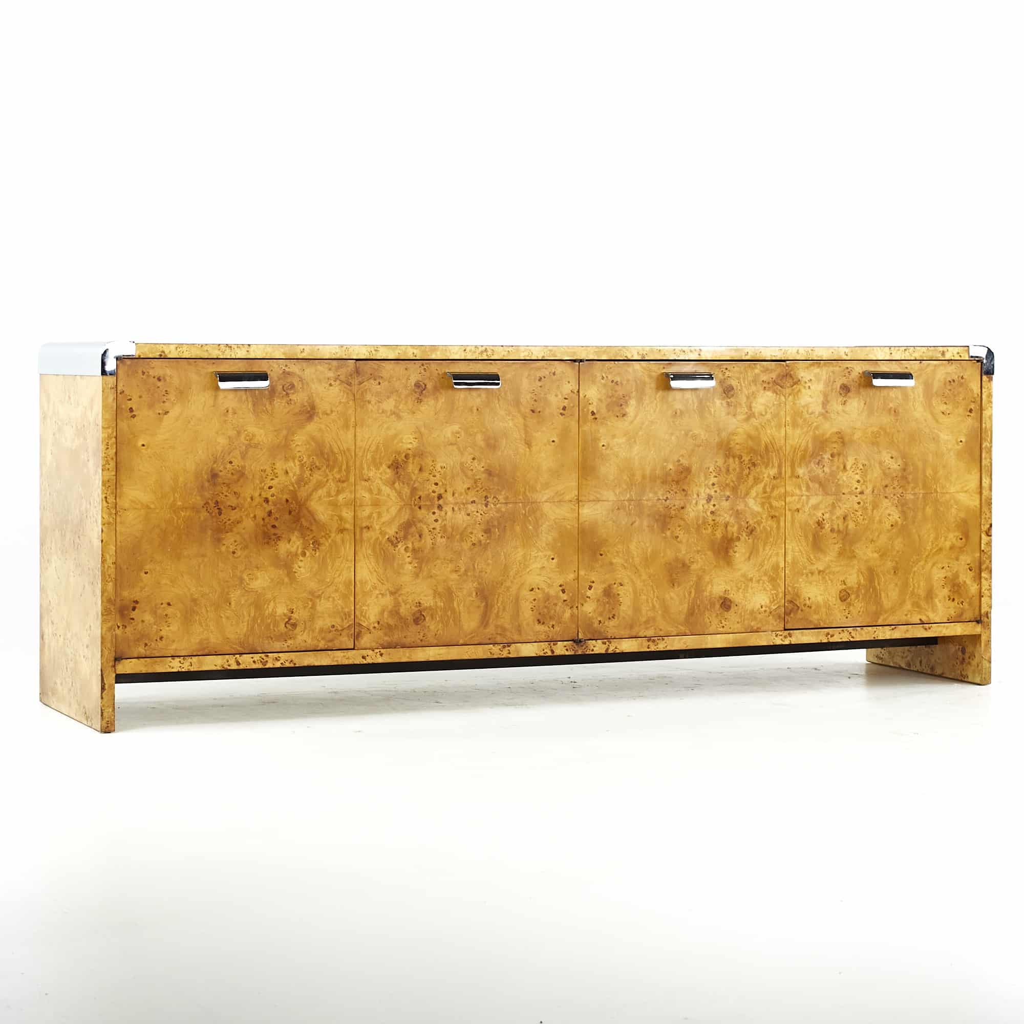 Images | Mid Century Modern Furniture - Mid Century Furniture Chicago Leon Rosen for Pace Collection Mid Century Stainless Steel and Burlwood Credenza