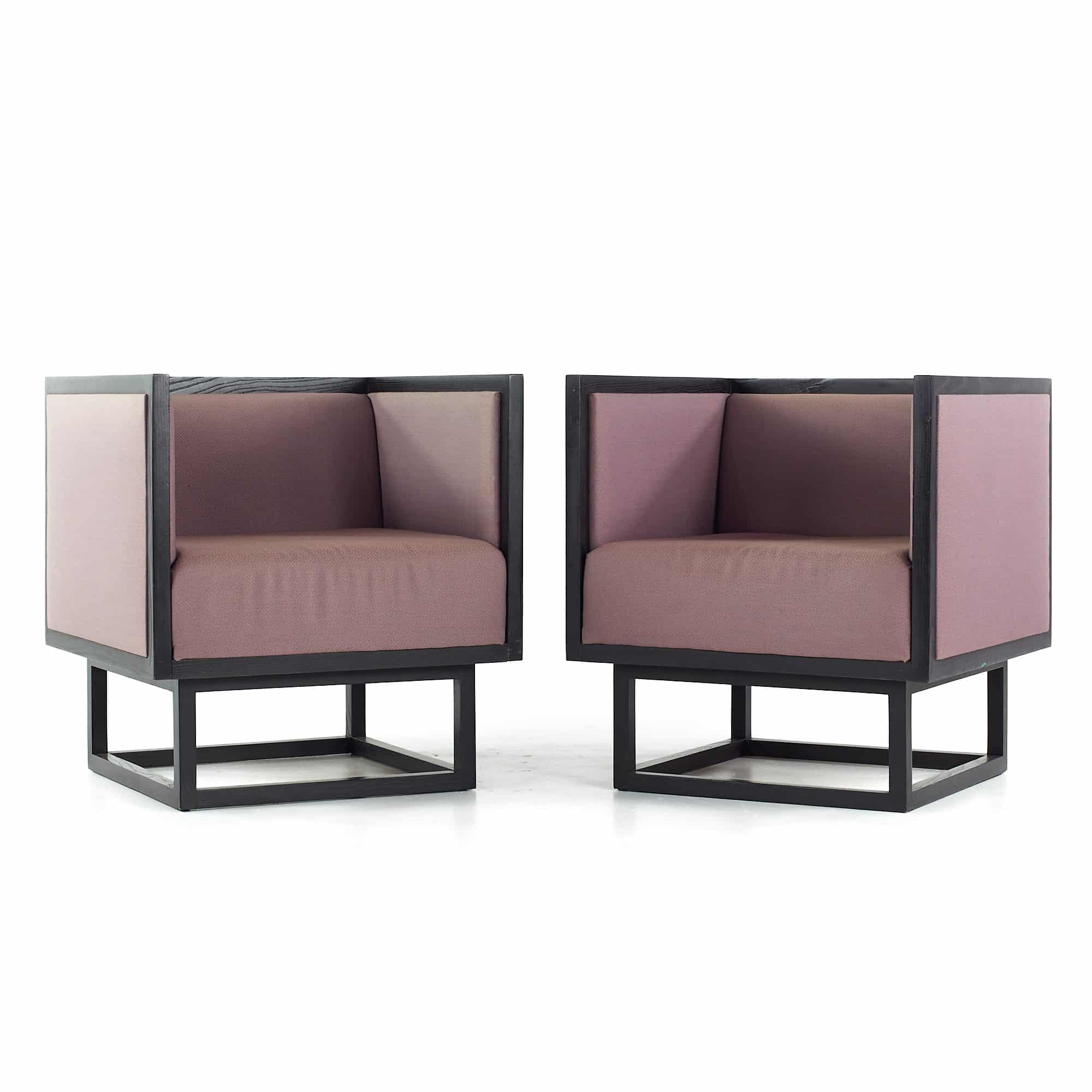 Josef Hoffman Style Mid Century Club Chairs - Pair